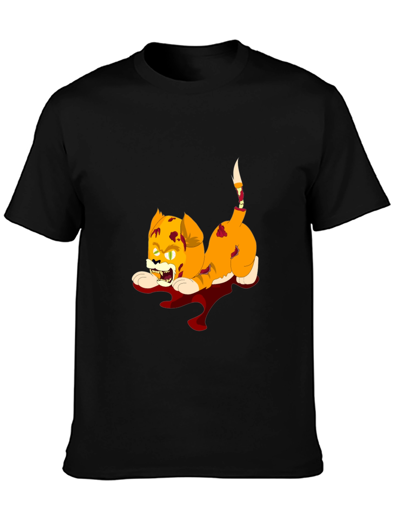 Zombie Cat Graphic Black T-Shirt