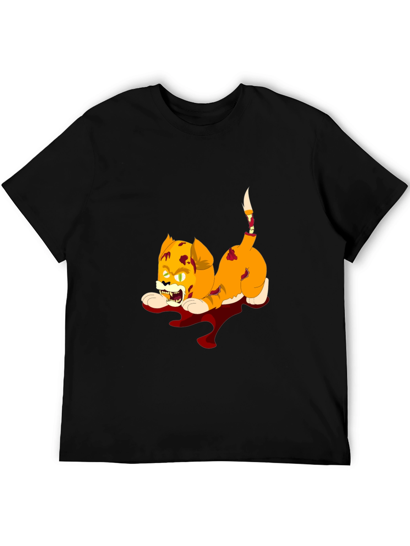 Zombie Cat Graphic Black T-Shirt