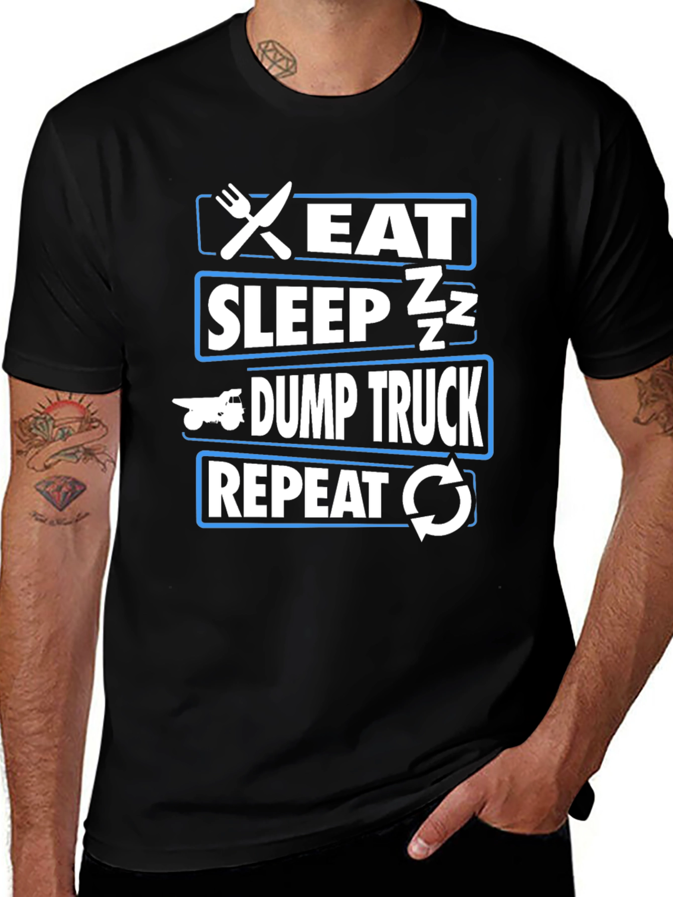 Eat Sleep Dump Truck Repeat Black T-Shirt