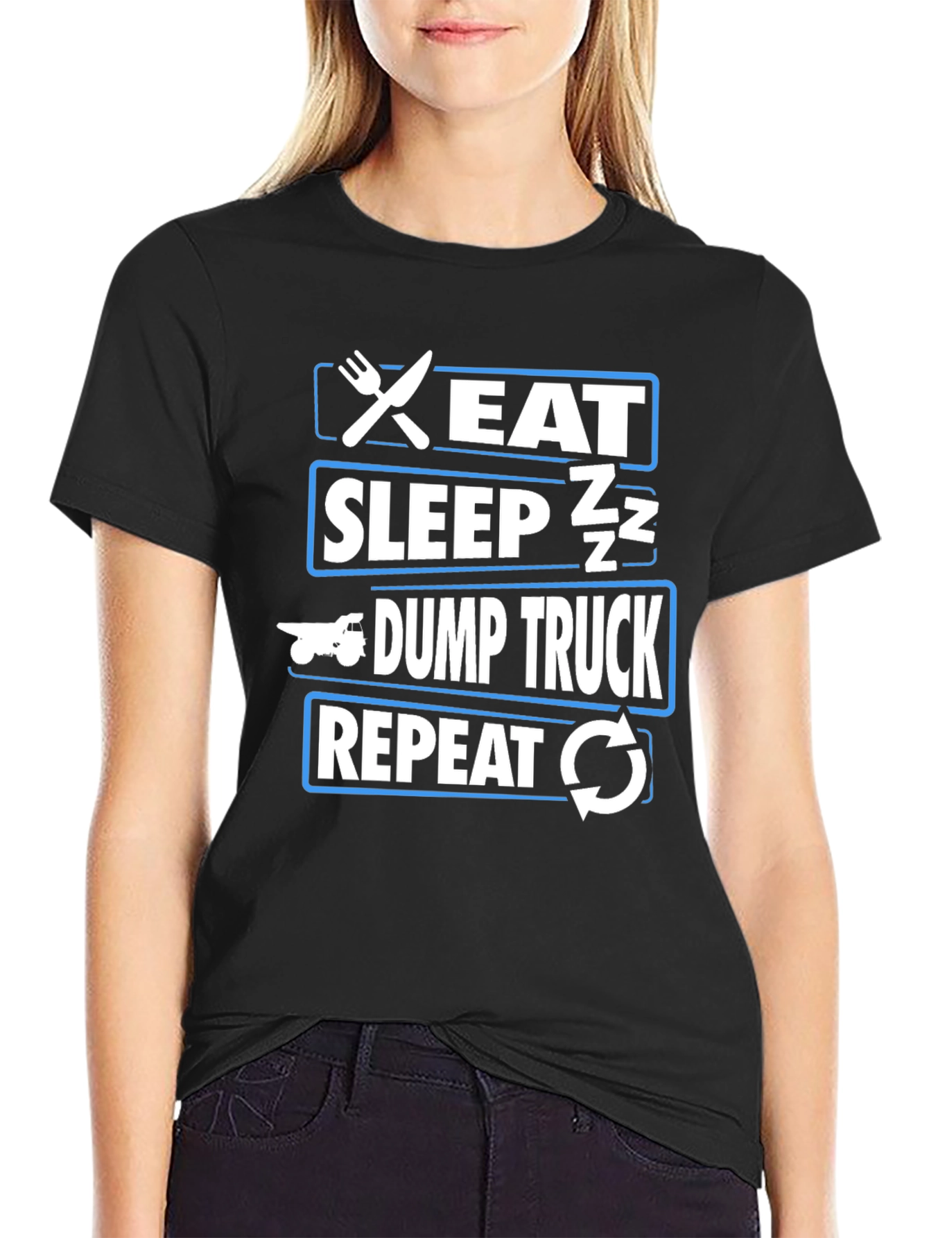 Eat Sleep Dump Truck Repeat Black T-Shirt