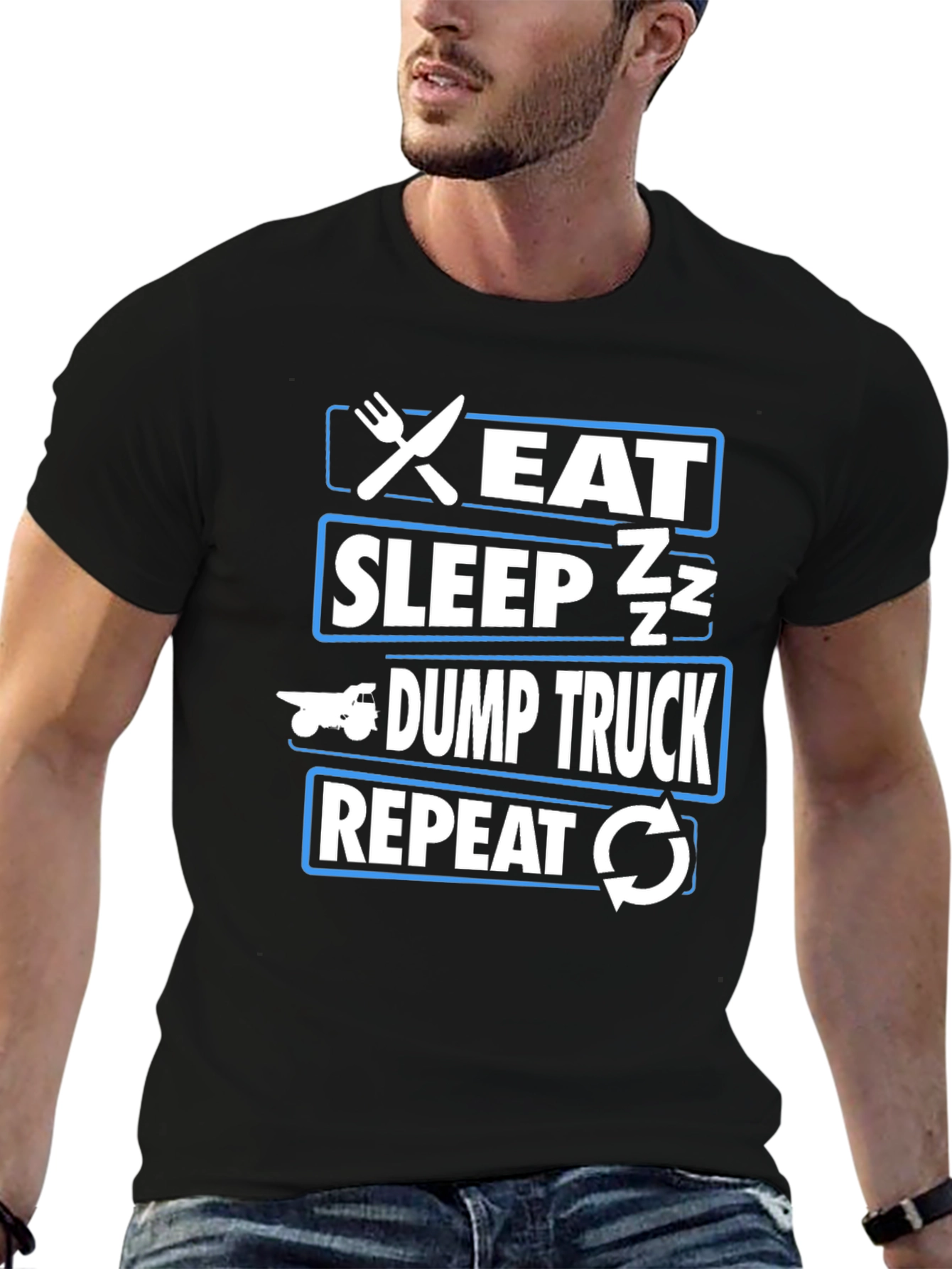 Eat Sleep Dump Truck Repeat Black T-Shirt