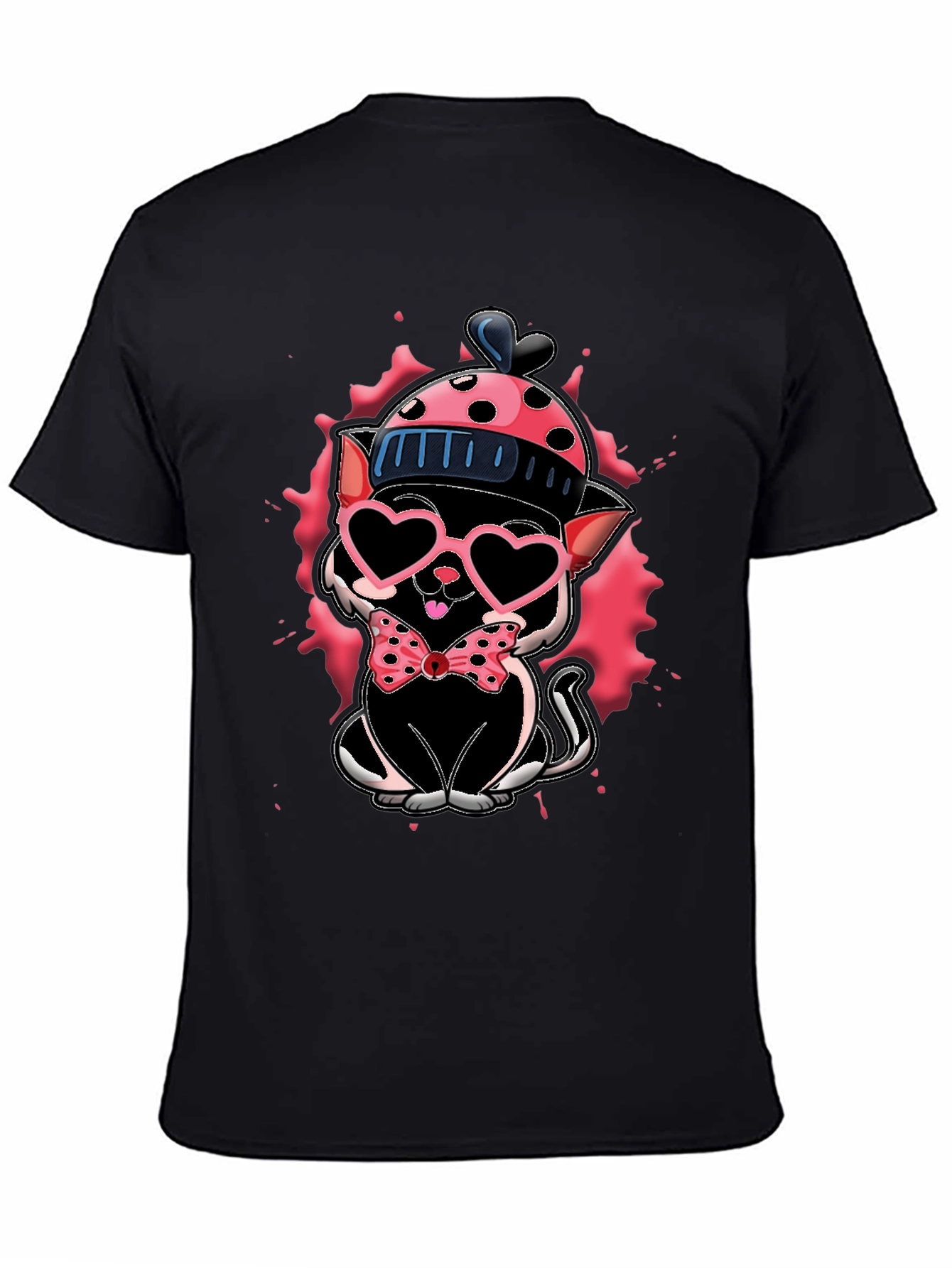 Cute Cat in Hat T-Shirt - Valentines Day Ready