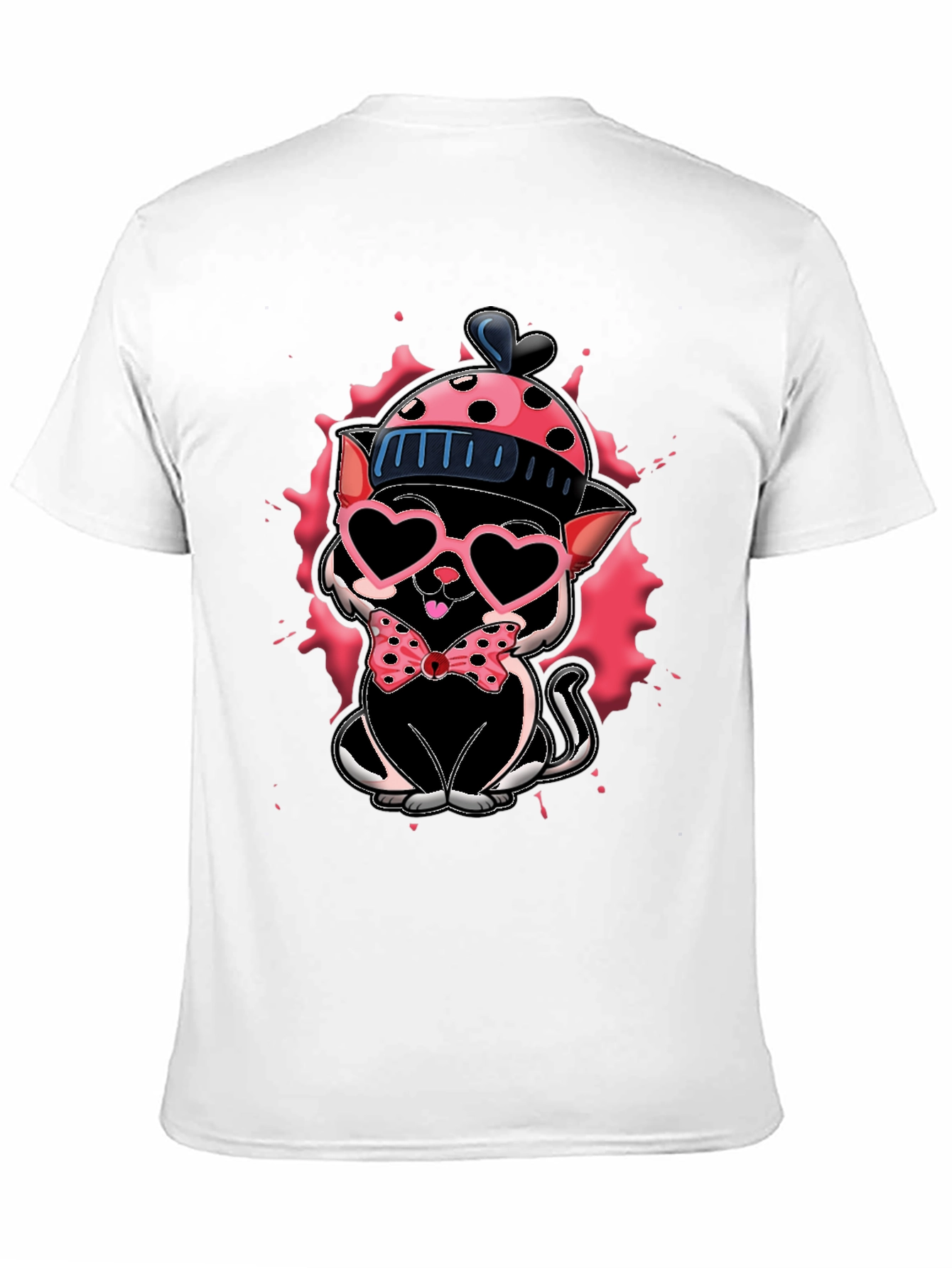 Cute Cat in Hat T-Shirt - Valentines Day Ready