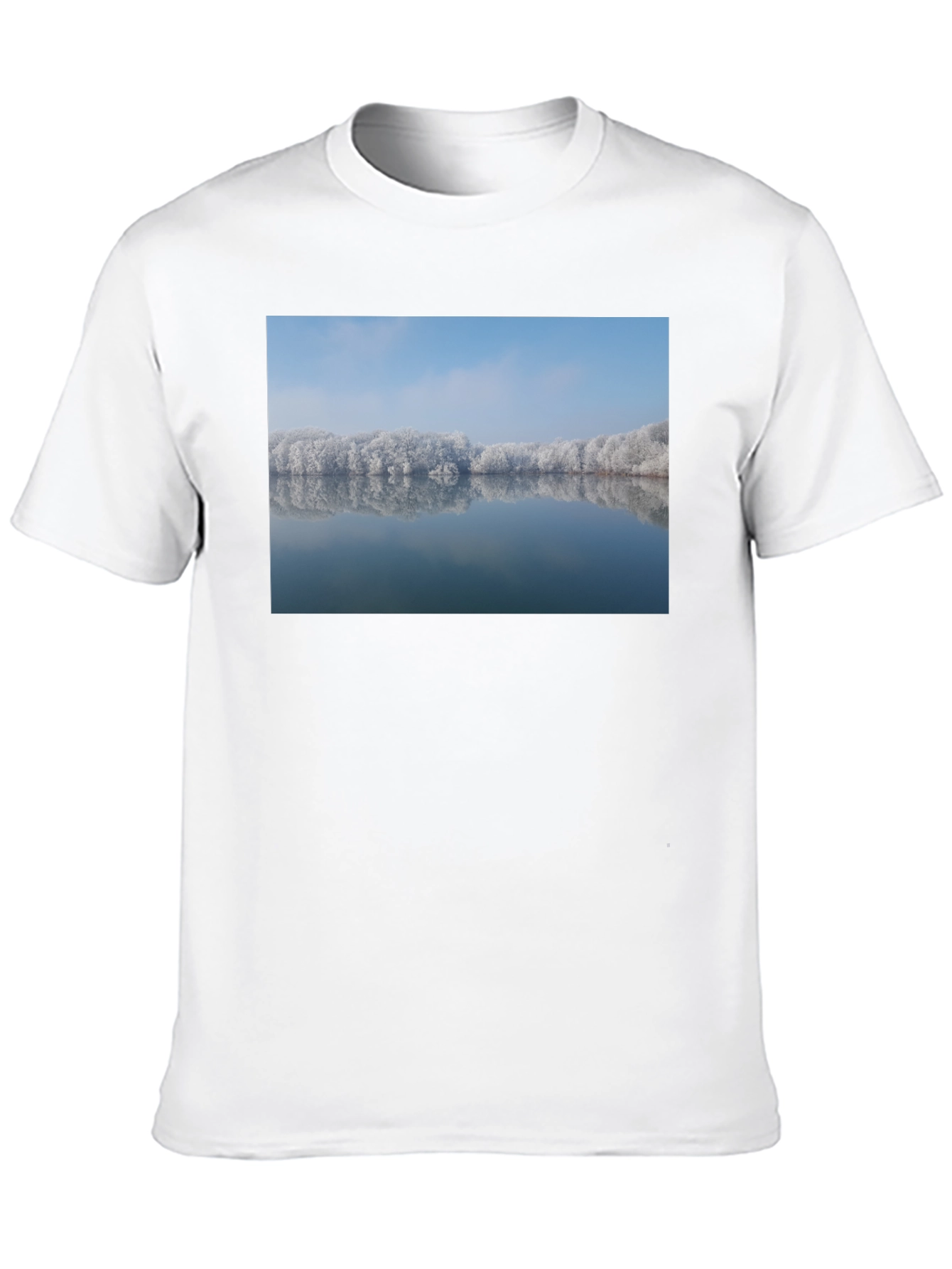 Winter Lake Reflection Graphic Tee - Black