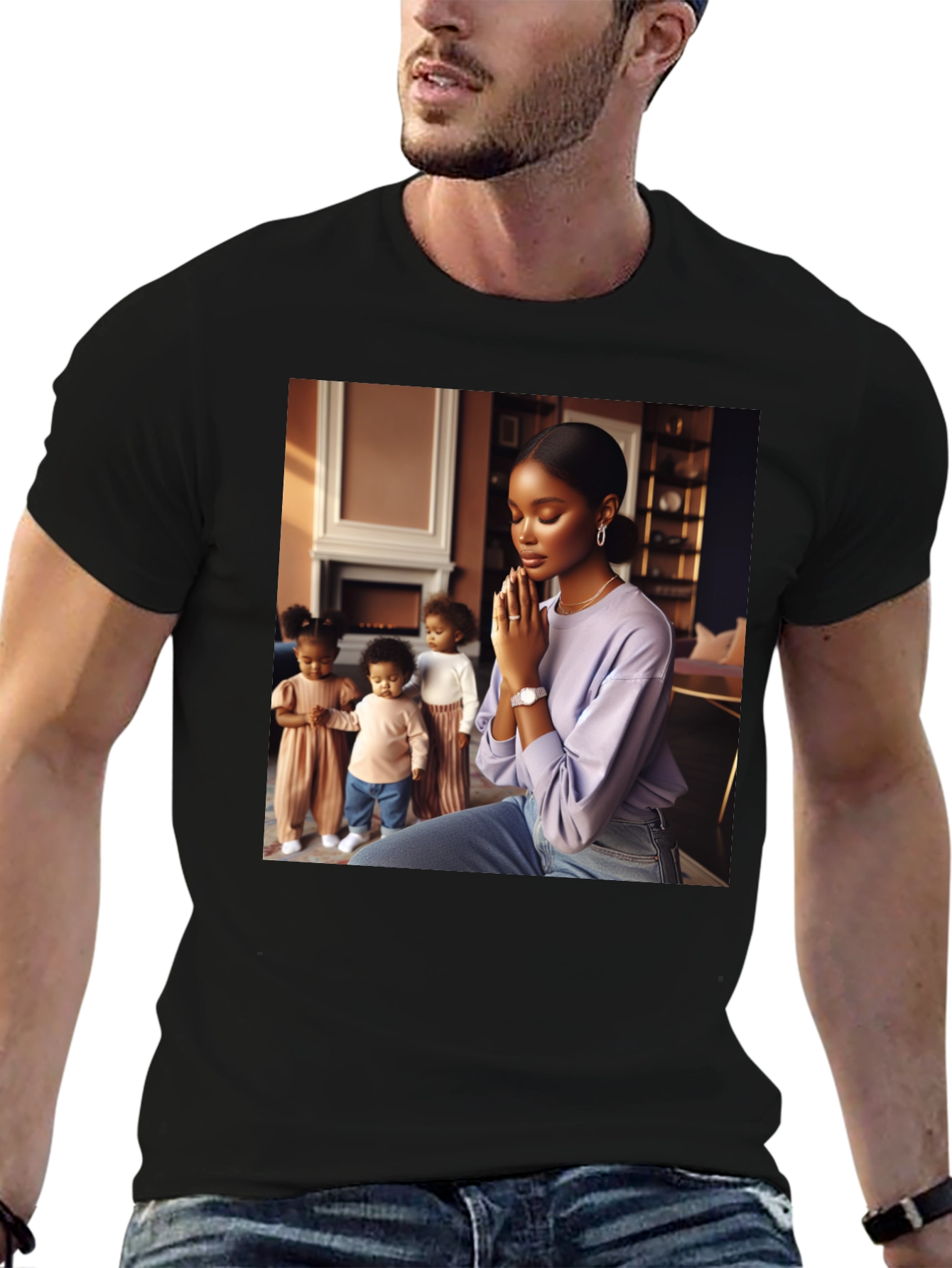 Stylish Graphic Print Black T-Shirt