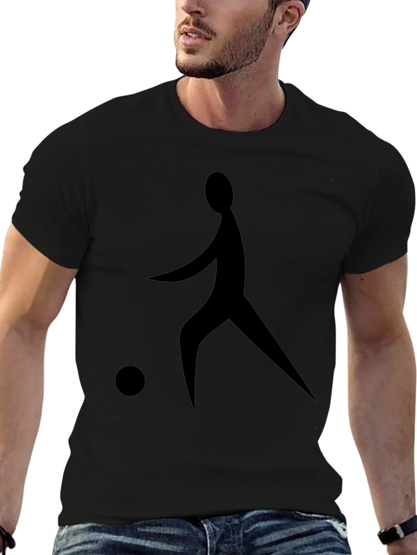 Black Soccer Player Graphic Tee