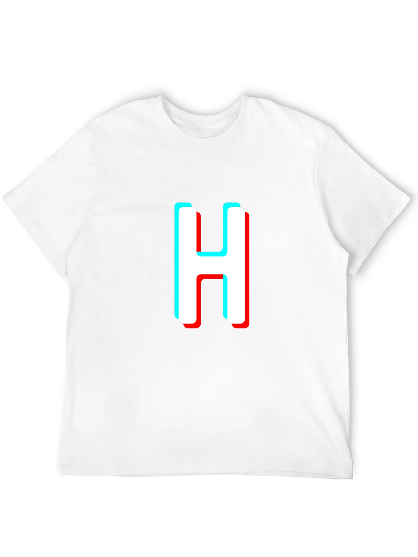 3D Effect H Letter Graphic Black T-Shirt