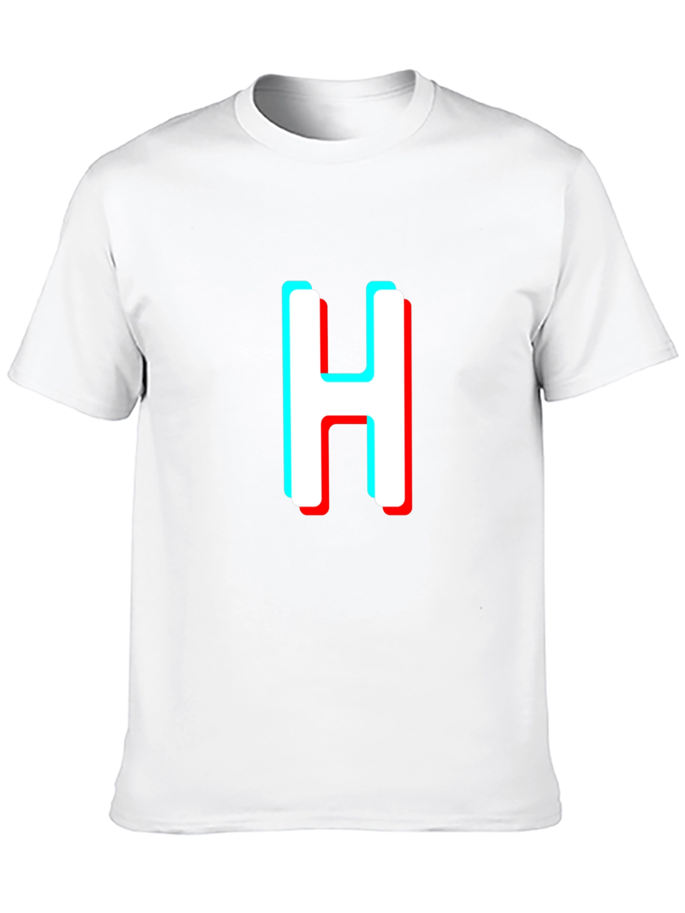3D Effect H Letter Graphic Black T-Shirt