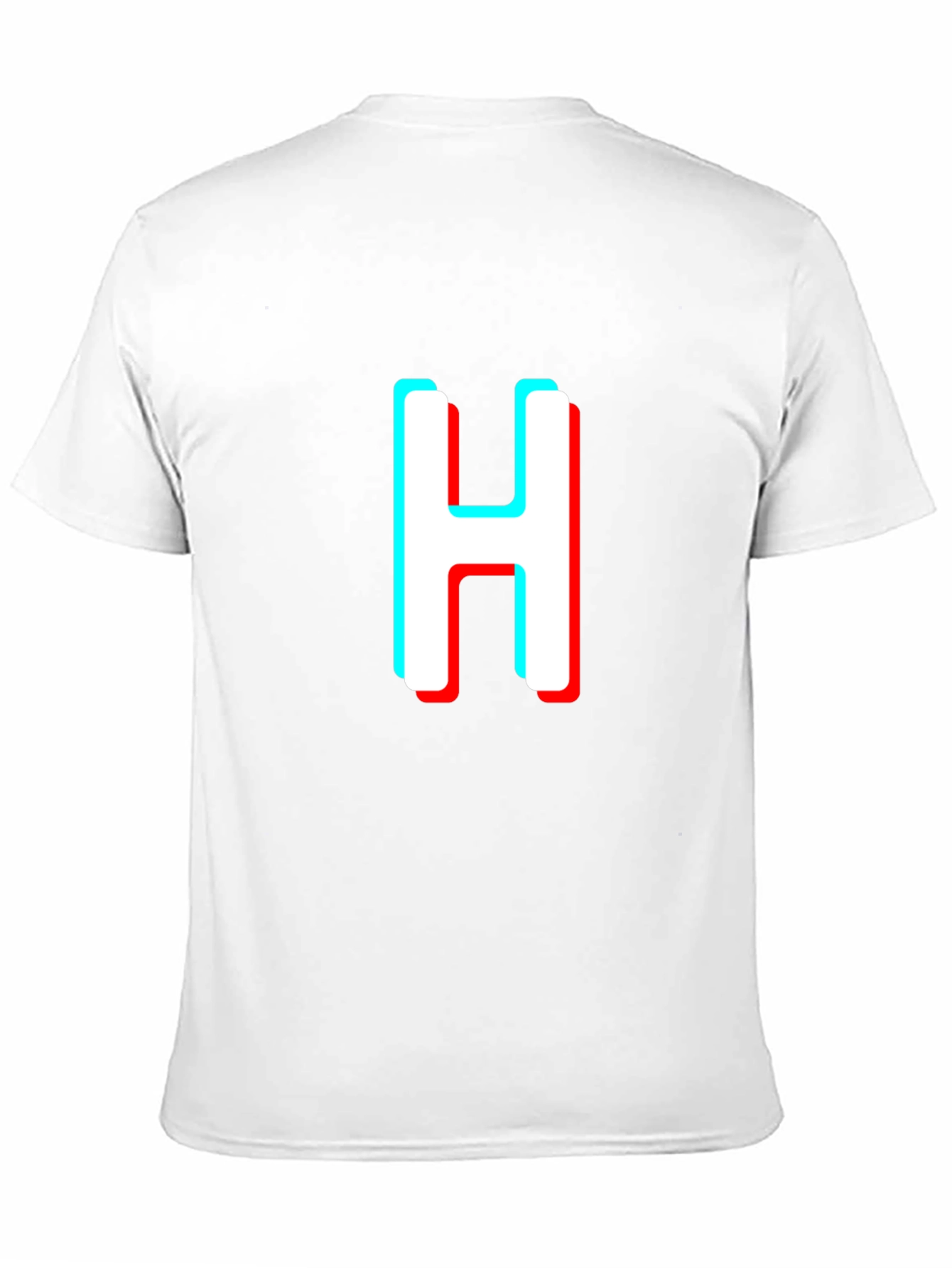 3D Effect H Letter Graphic Black T-Shirt