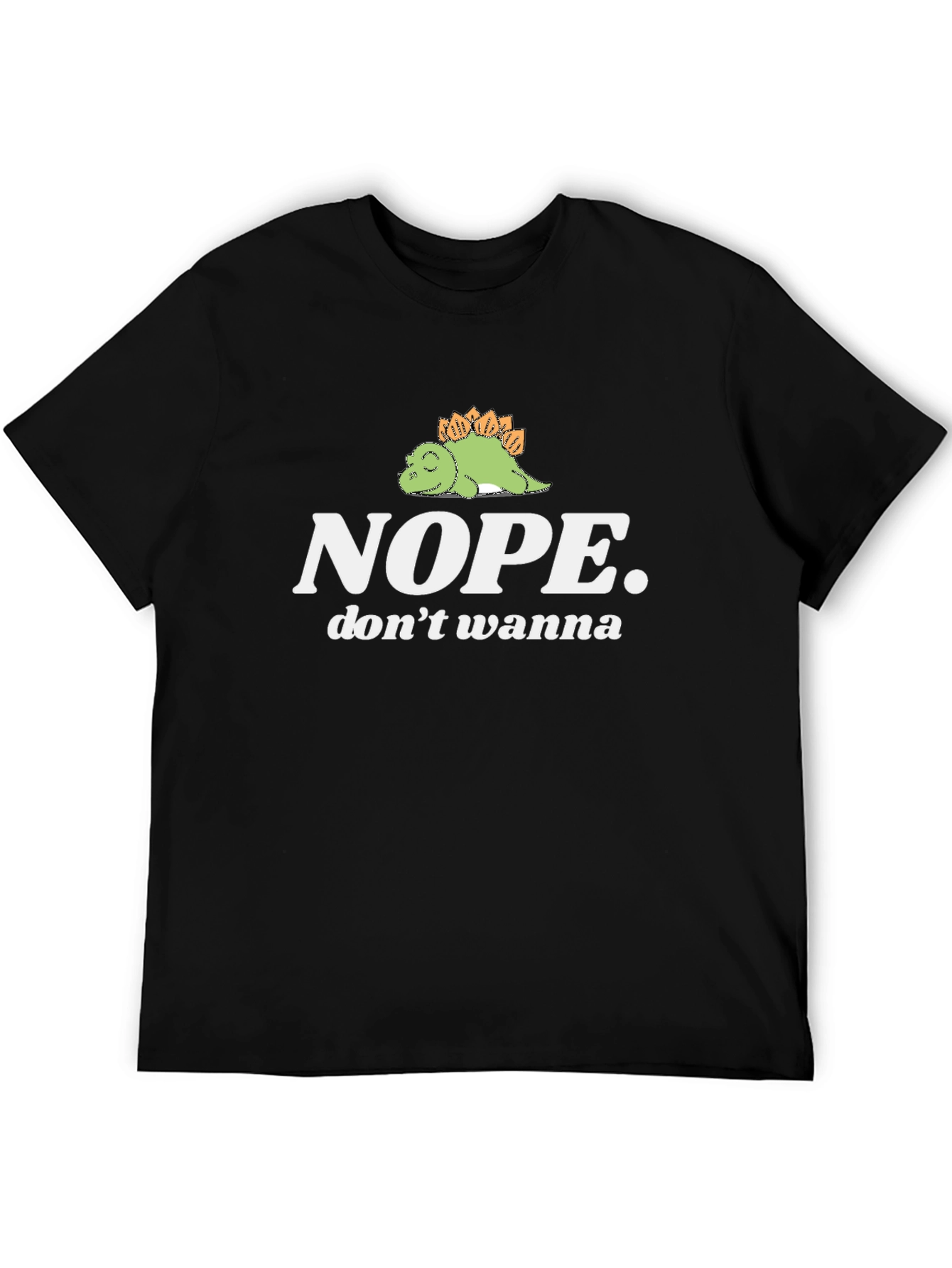 Nope. Lazy Dino Graphic Tee - Black Cotton T-Shirt