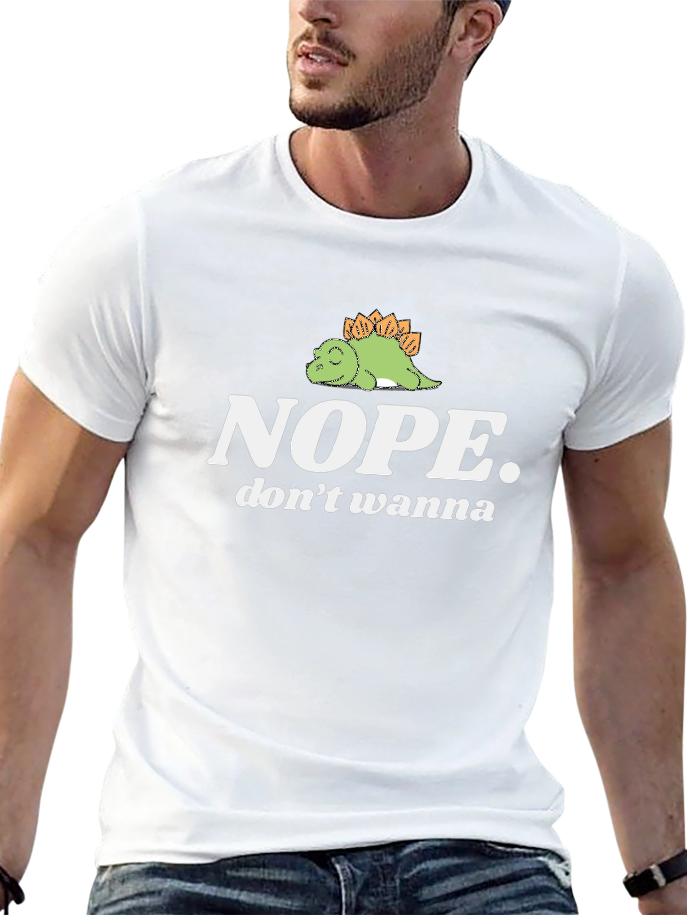 Nope. Lazy Dino Graphic Tee - Black Cotton T-Shirt