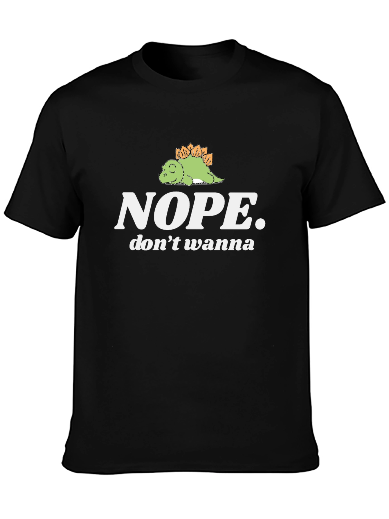 Nope. Lazy Dino Graphic Tee - Black Cotton T-Shirt