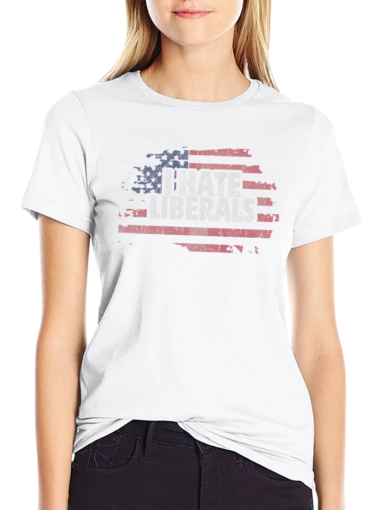 I Hate Liberals Flag Tee