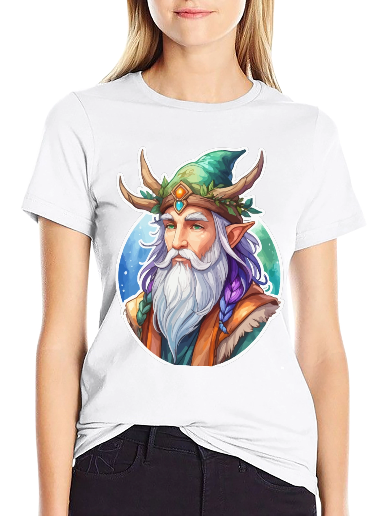 Fantasy Elf Wizard Graphic T-Shirt