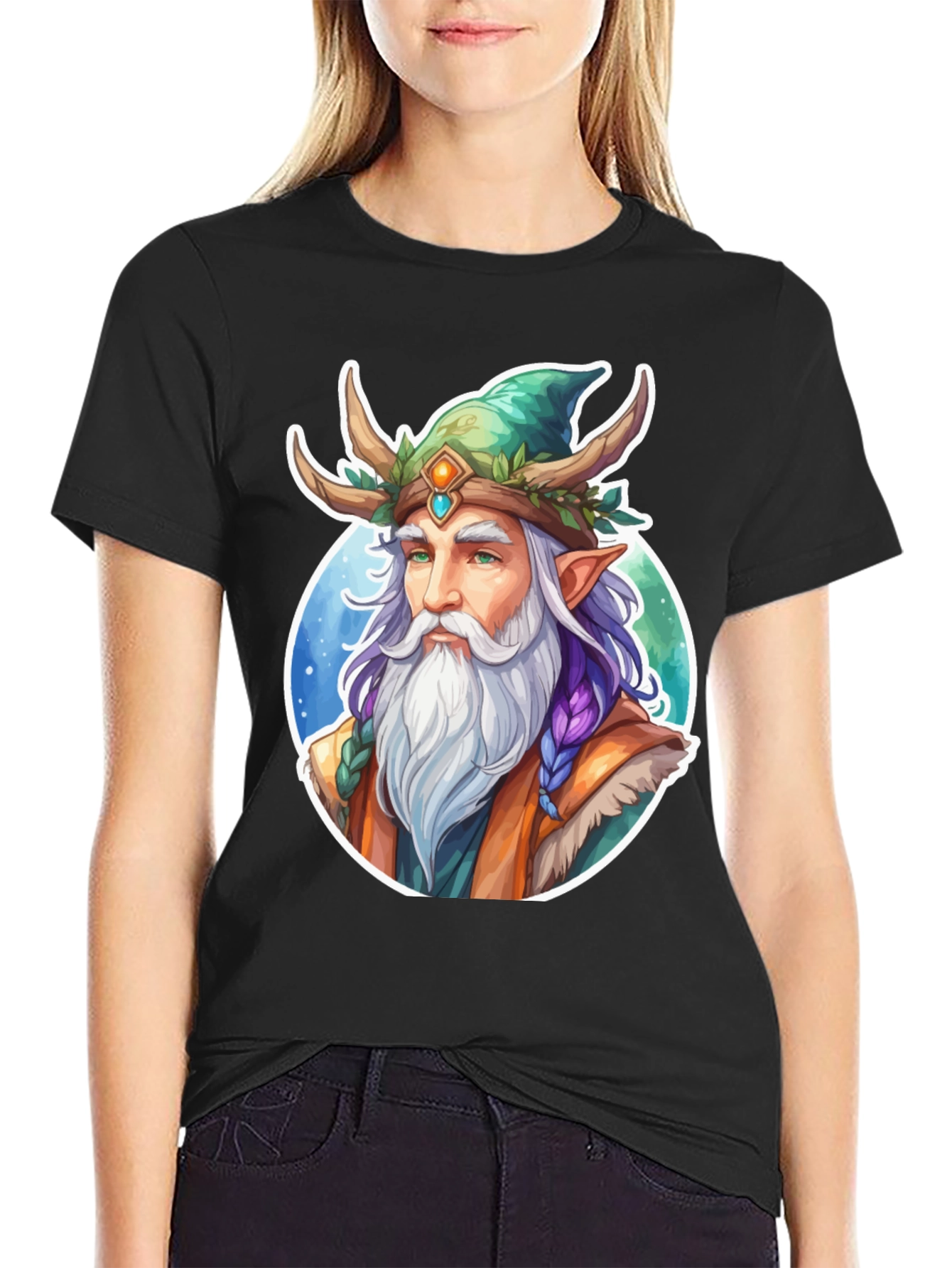 Fantasy Elf Wizard Graphic T-Shirt