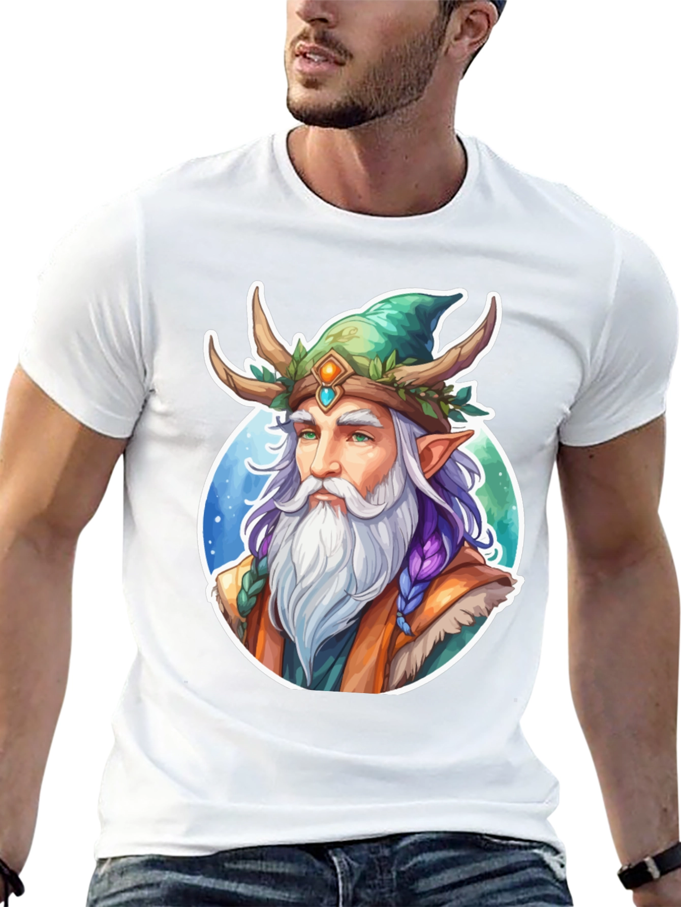 Fantasy Elf Wizard Graphic T-Shirt