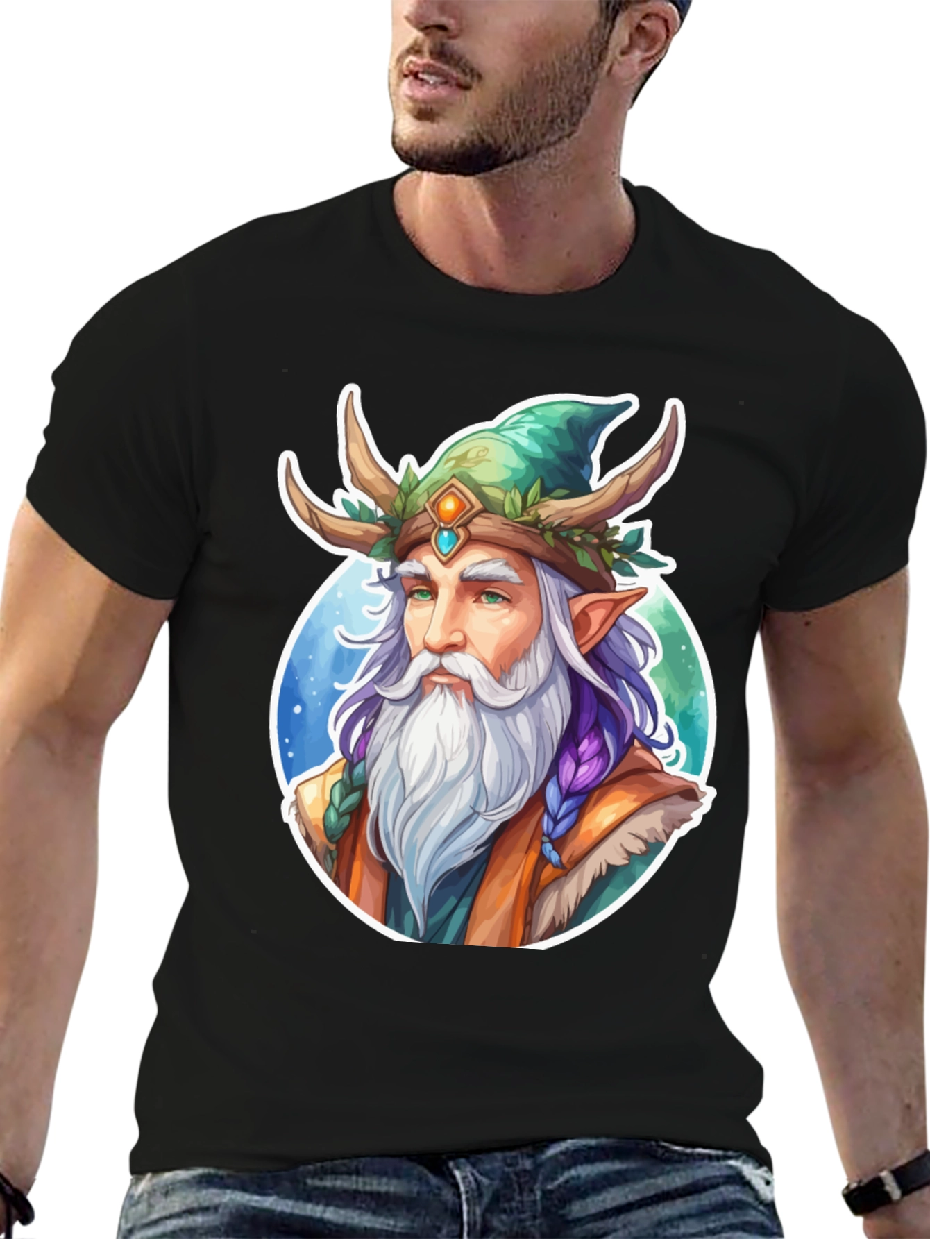 Fantasy Elf Wizard Graphic T-Shirt