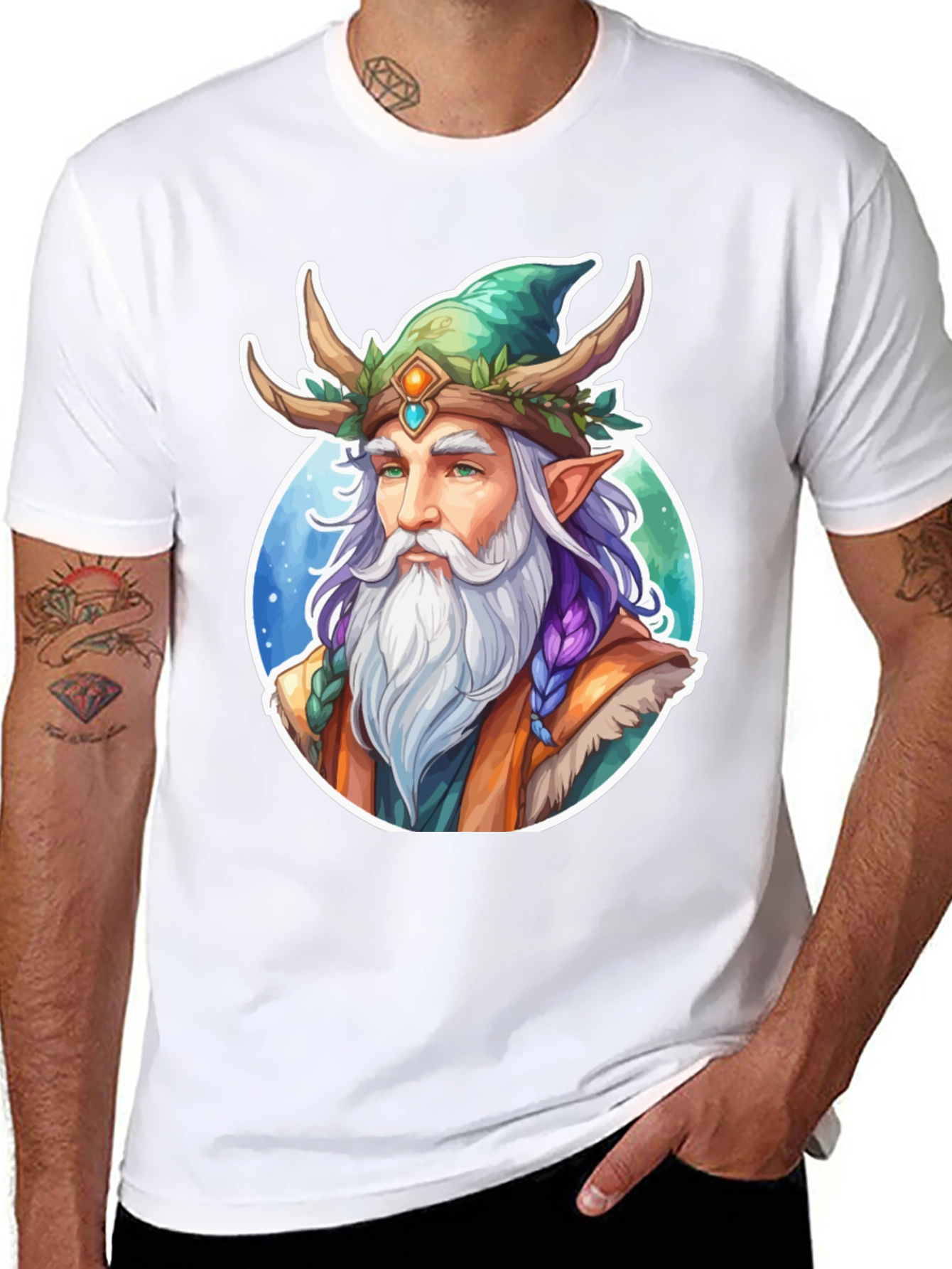 Fantasy Elf Wizard Graphic T-Shirt