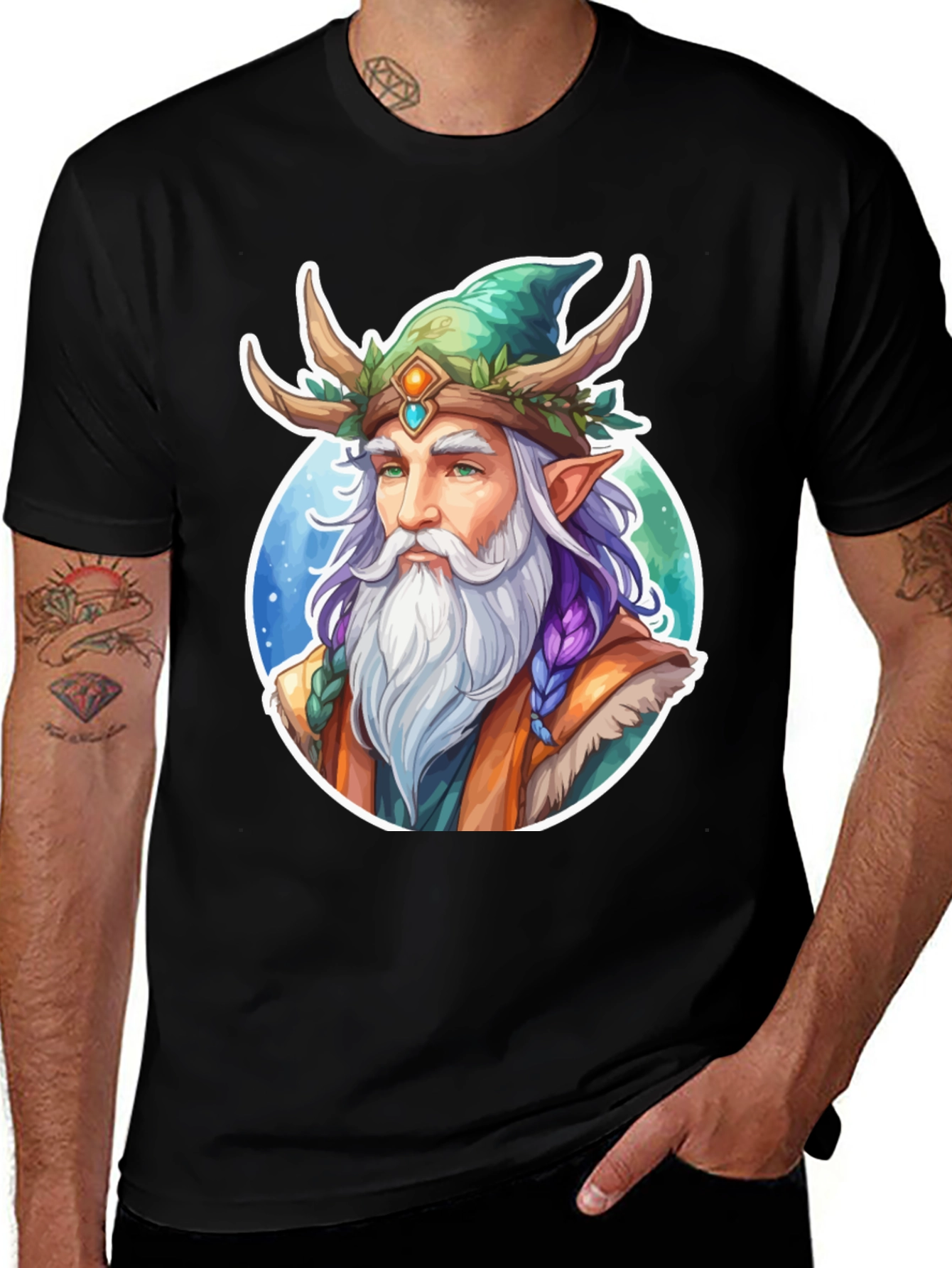 Fantasy Elf Wizard Graphic T-Shirt