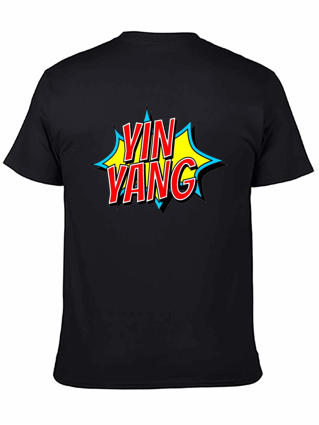Yin Yang Comic Style Black T-Shirt