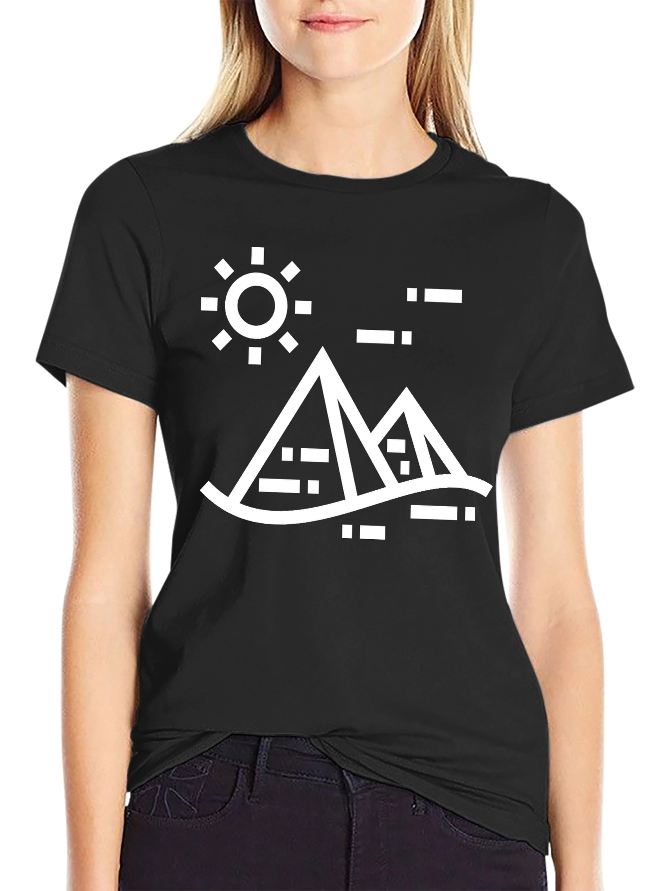 Egyptian Pyramid Graphic Tee - Black Cotton T-Shirt