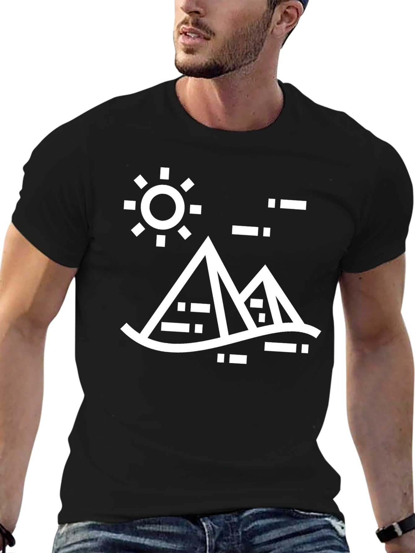 Egyptian Pyramid Graphic Tee - Black Cotton T-Shirt