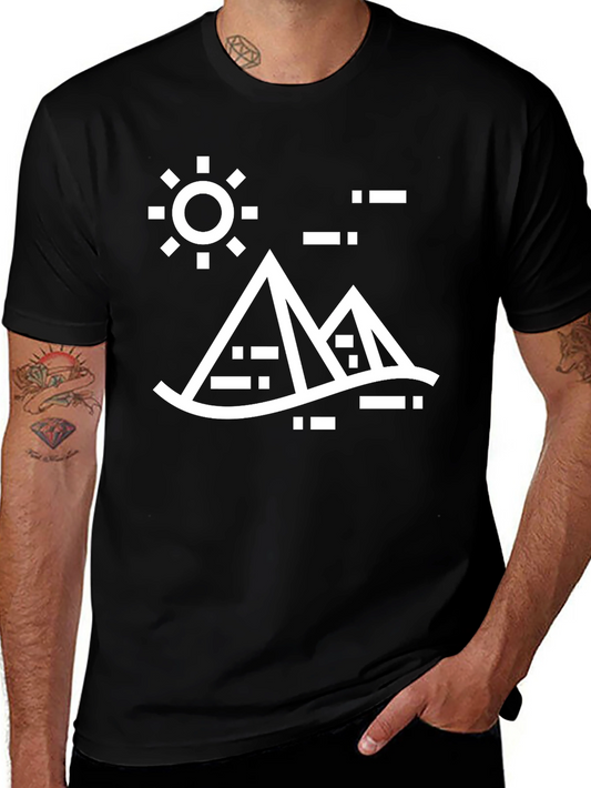 Egyptian Pyramid Graphic Tee - Black Cotton T-Shirt