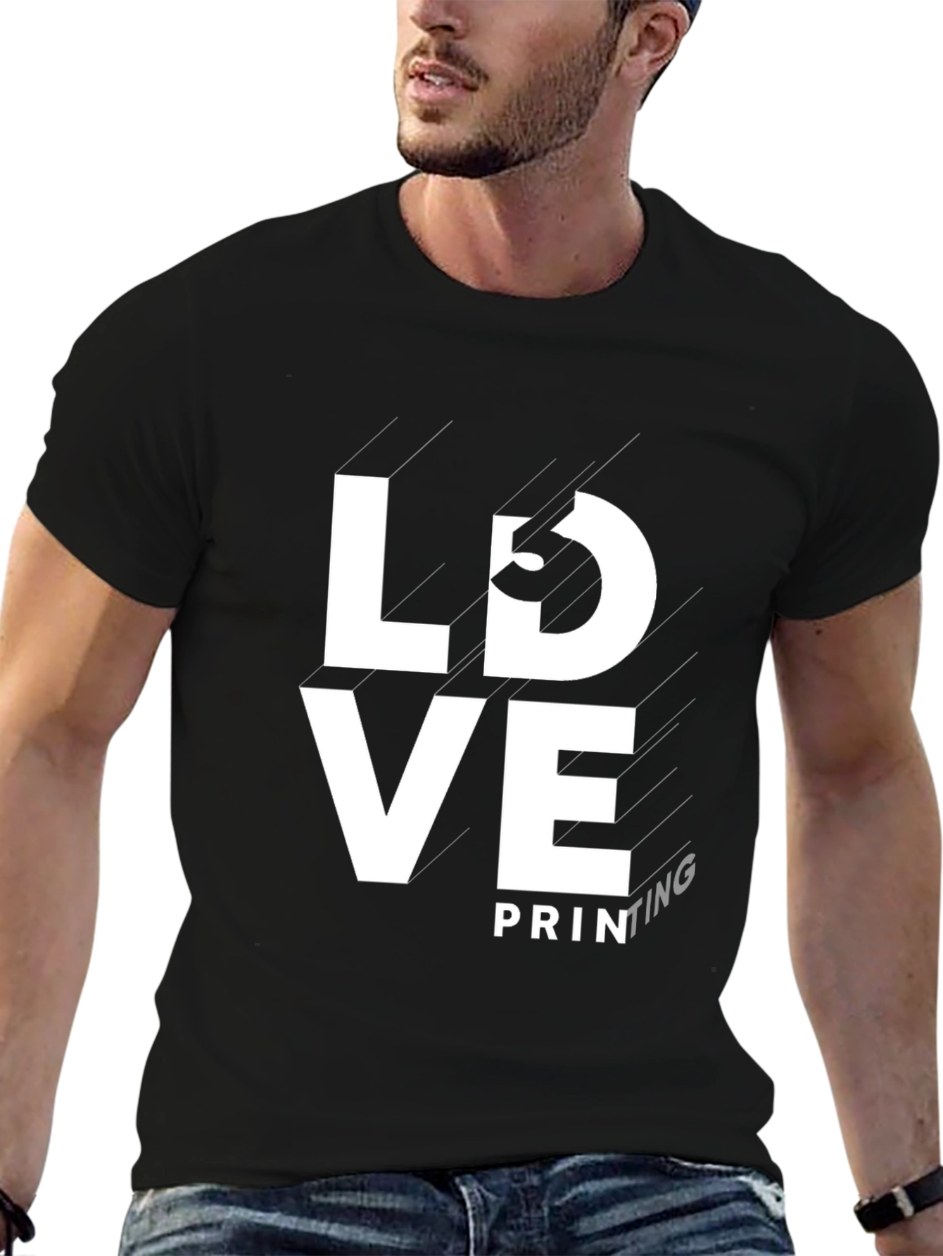 Love Printing Black Tee - Stylish Graphic T-Shirt