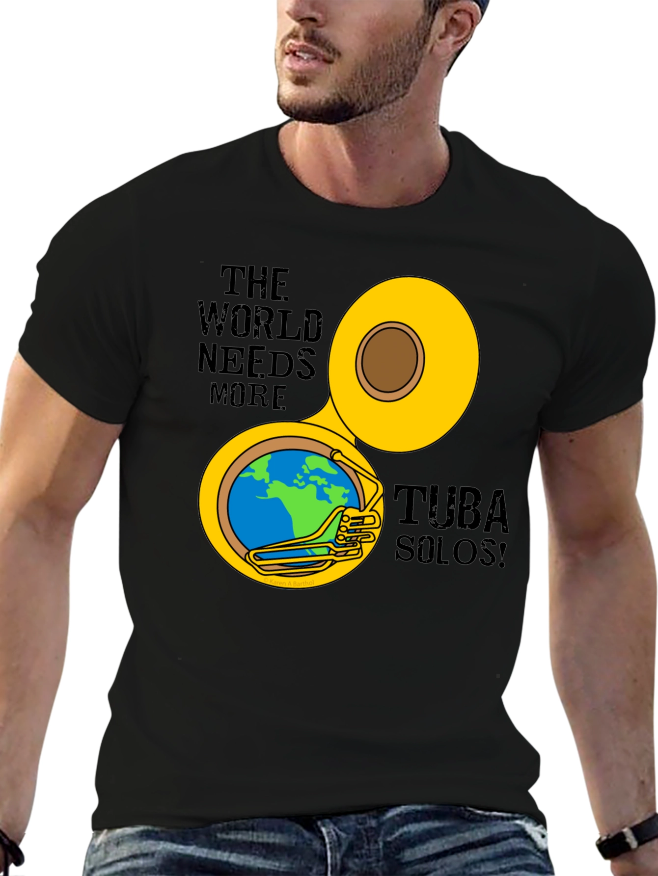 Tuba Solos Graphic Tee - Musical Earth Design