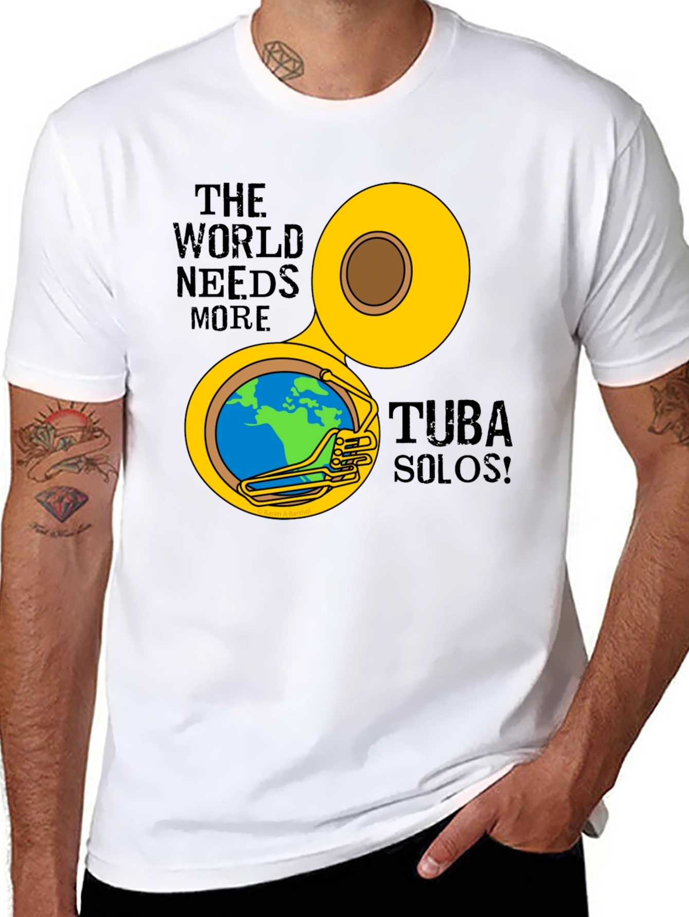 Tuba Solos Graphic Tee - Musical Earth Design