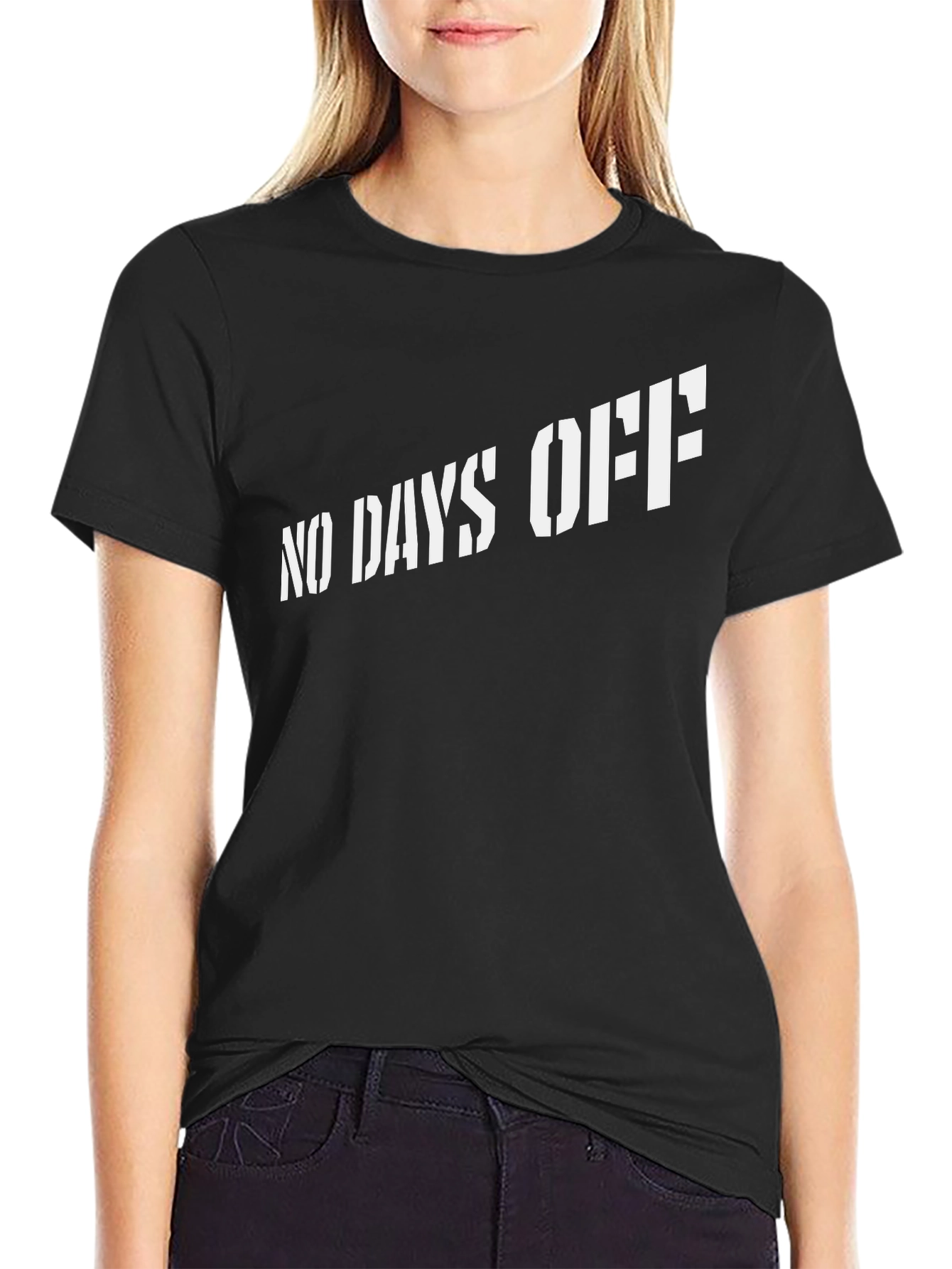 No Days Off Black Graphic T-Shirt