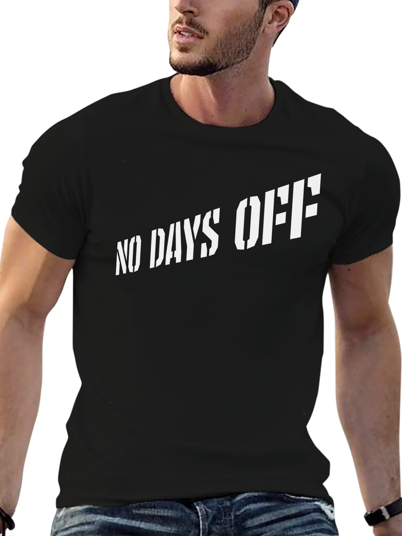 No Days Off Black Graphic T-Shirt