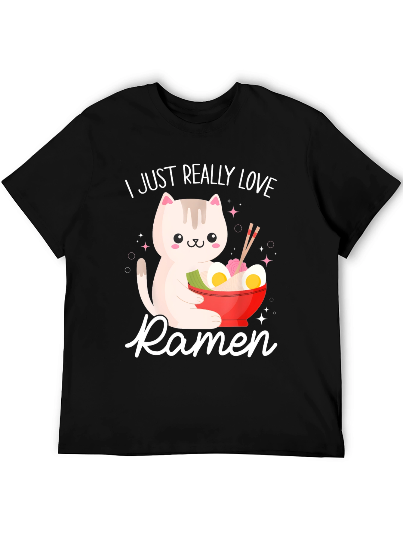 I Just Really Love Ramen Funny Cat T-Shirt