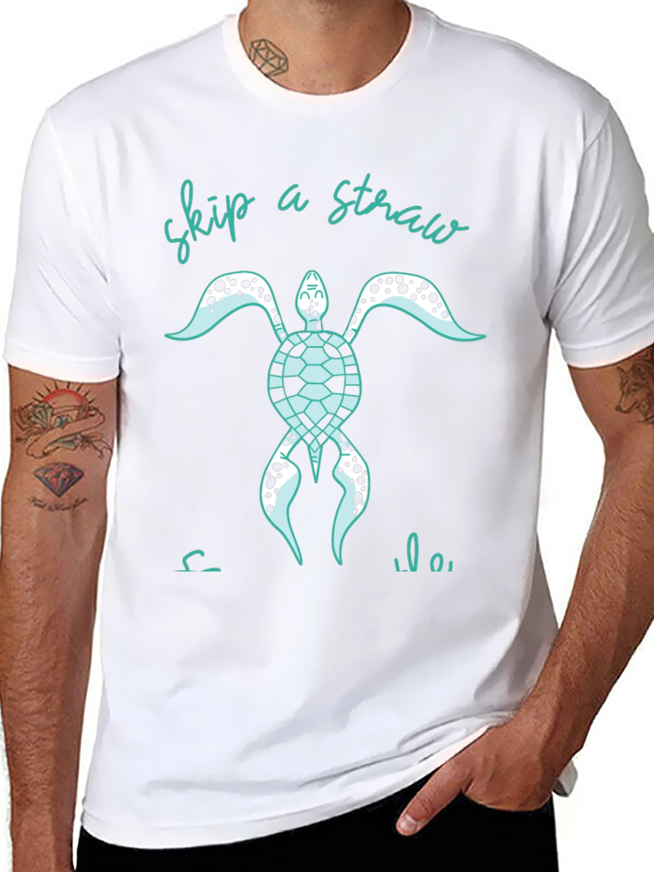Skip A Straw Turtle Graphic Tee - Eco Friendly