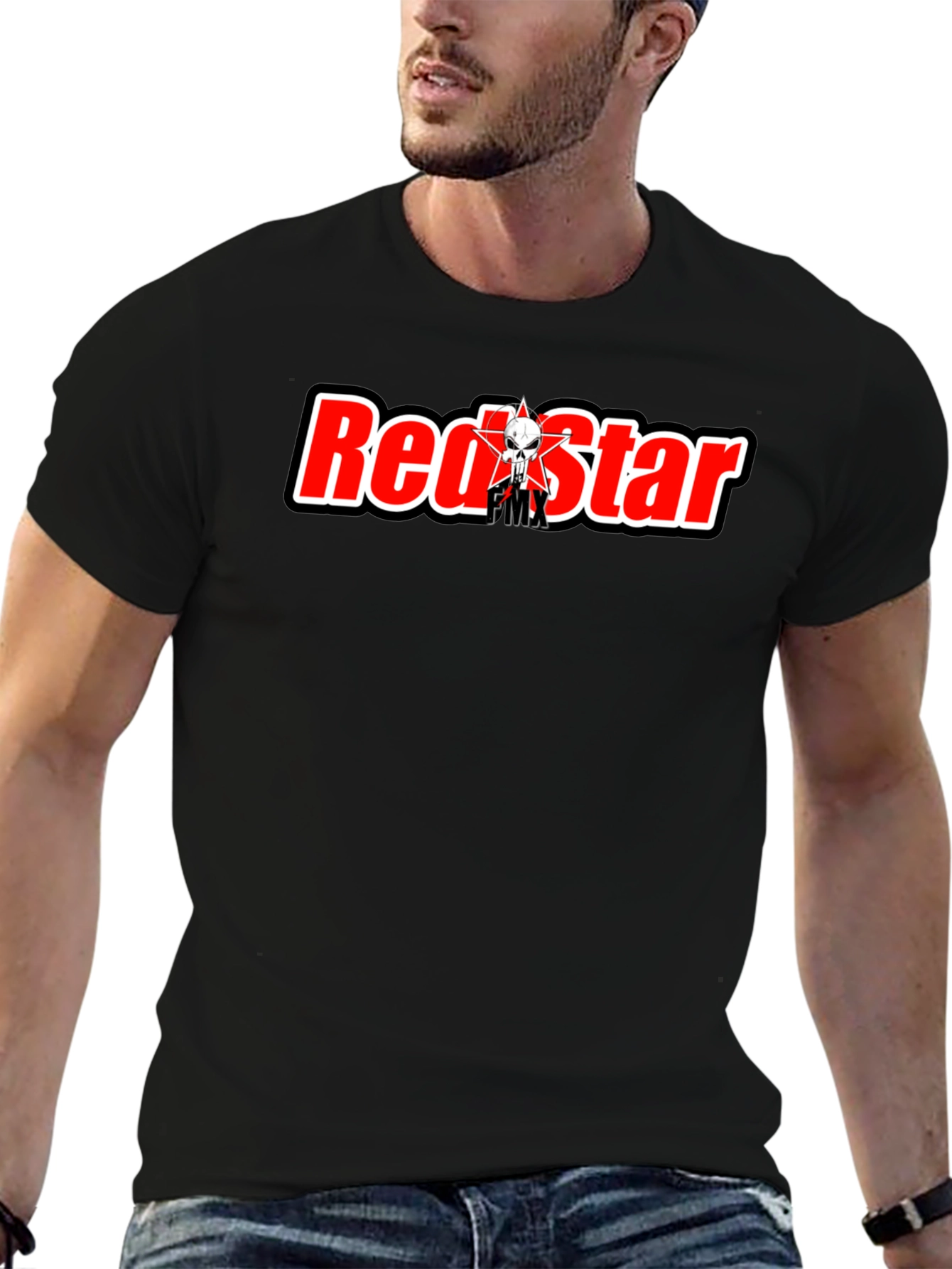 Red Star Graphic Tee - Stylish Mens Black T-Shirt