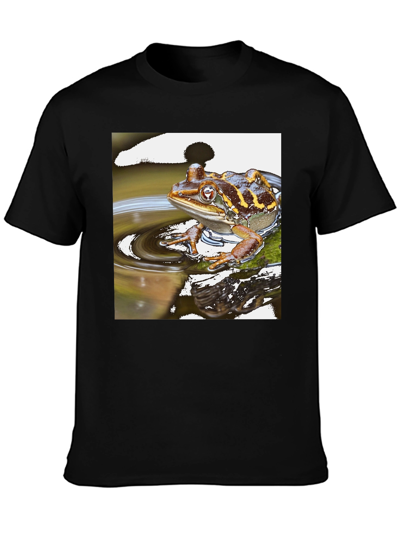 Frog in Water Mens Black T-shirt