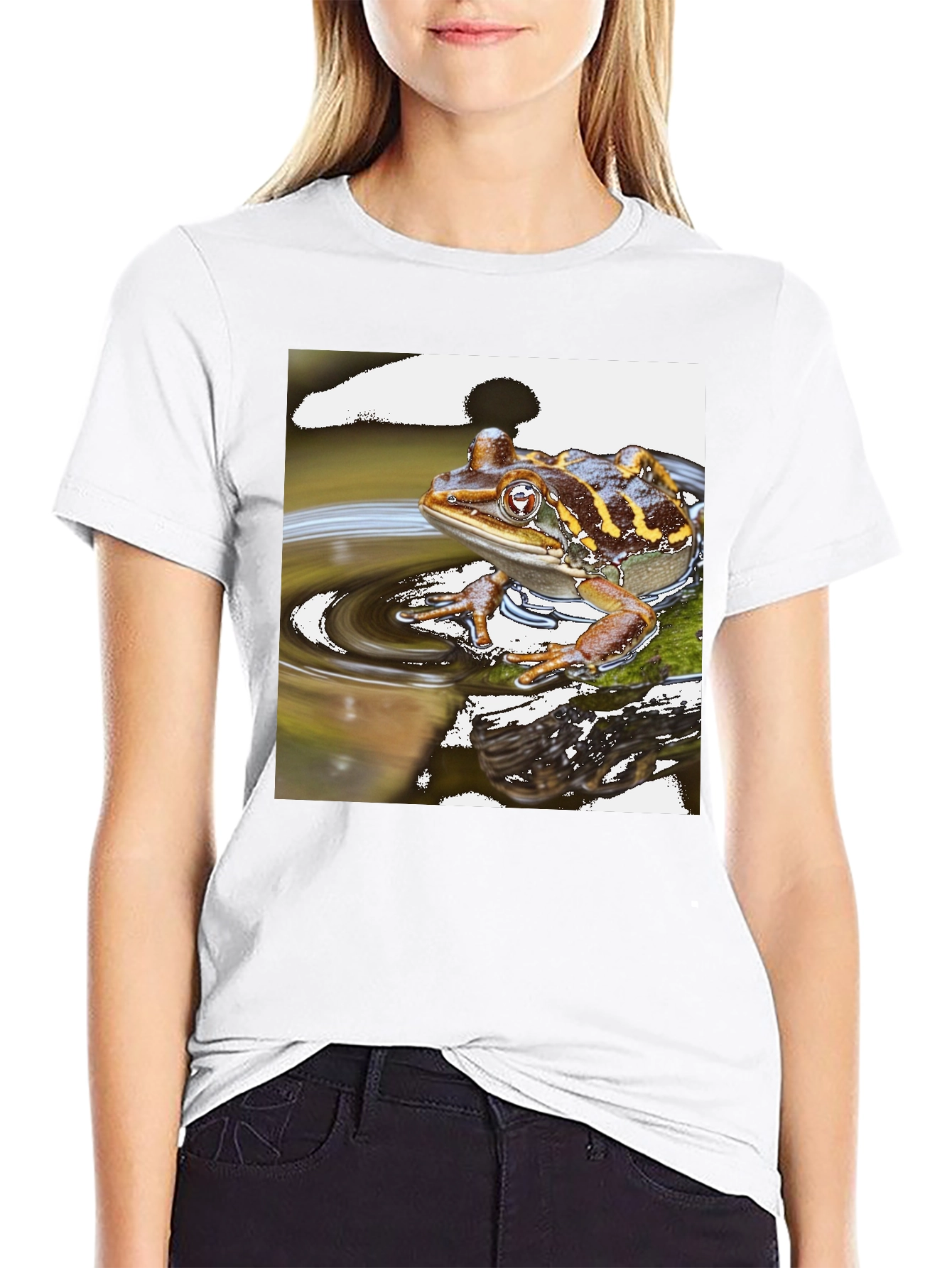 Frog in Water Mens Black T-shirt