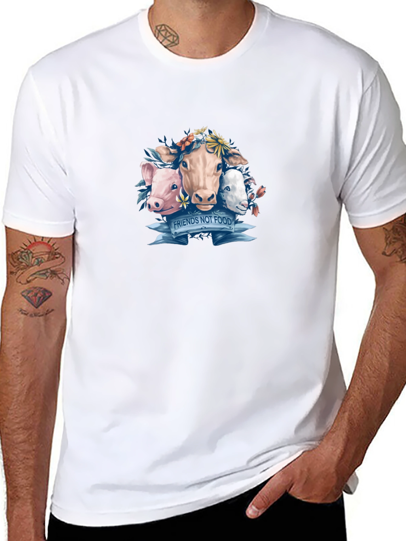 Vegan Friends Not Food Graphic T-Shirt