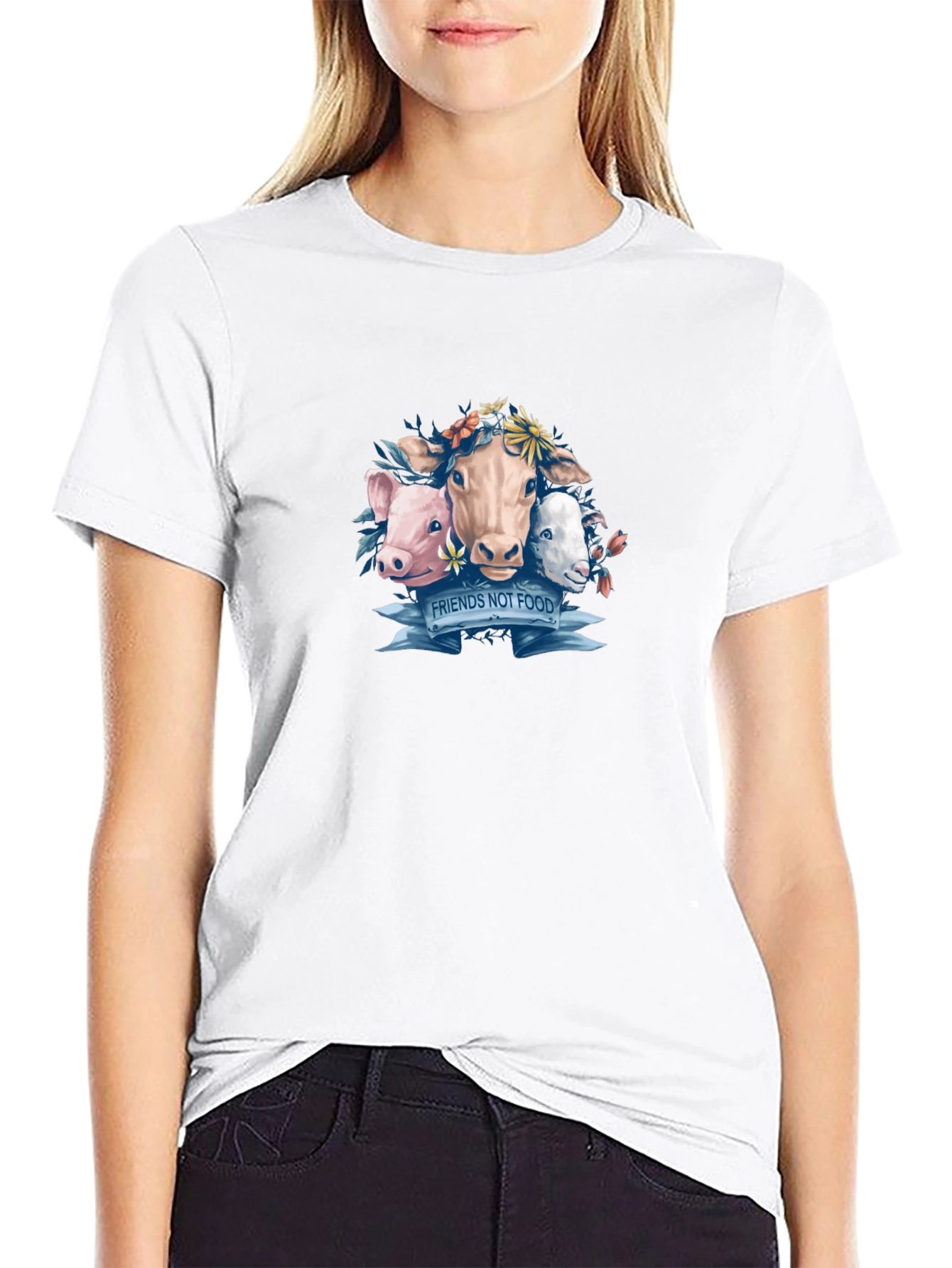 Vegan Friends Not Food Graphic T-Shirt