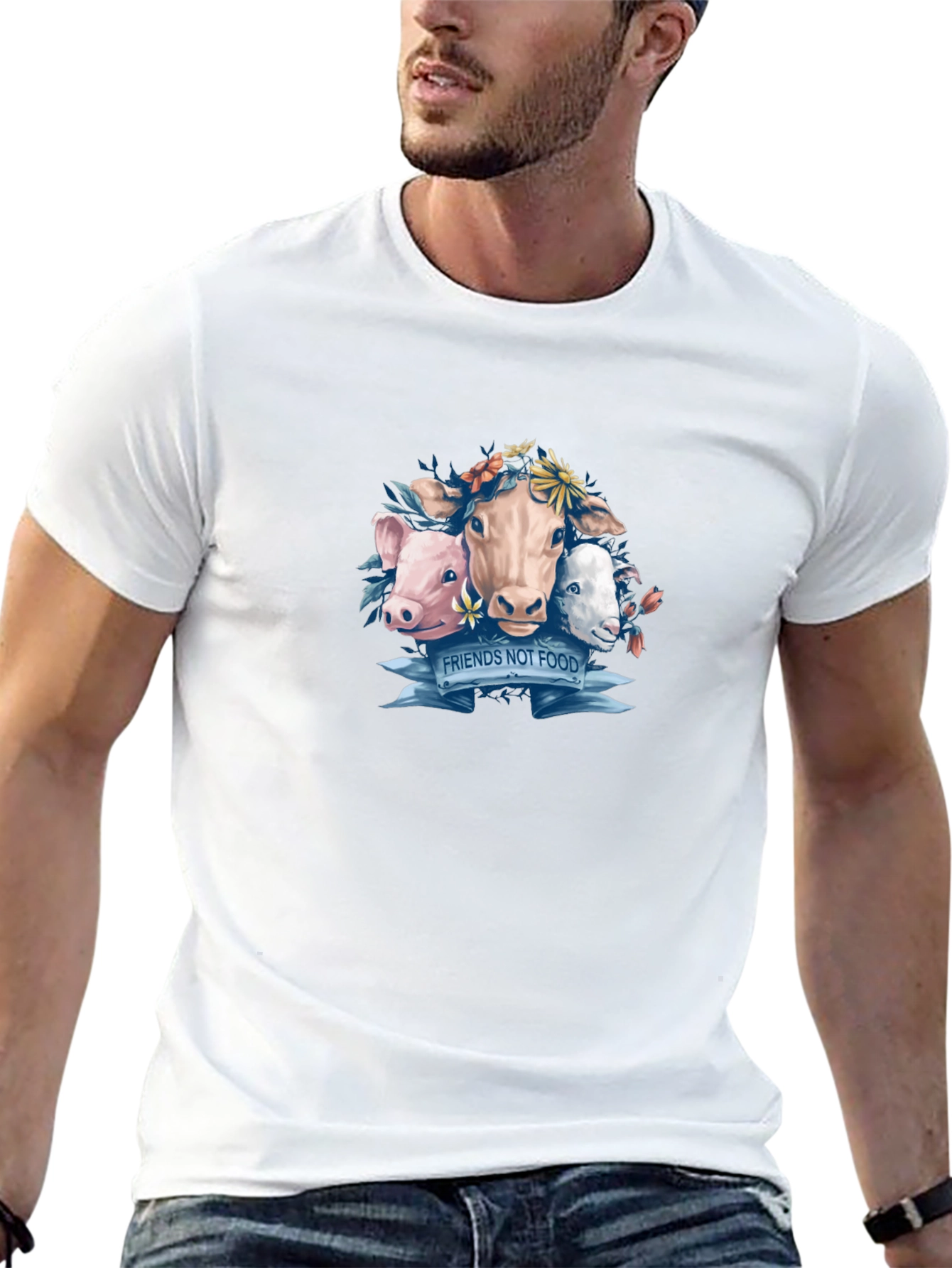 Vegan Friends Not Food Graphic T-Shirt