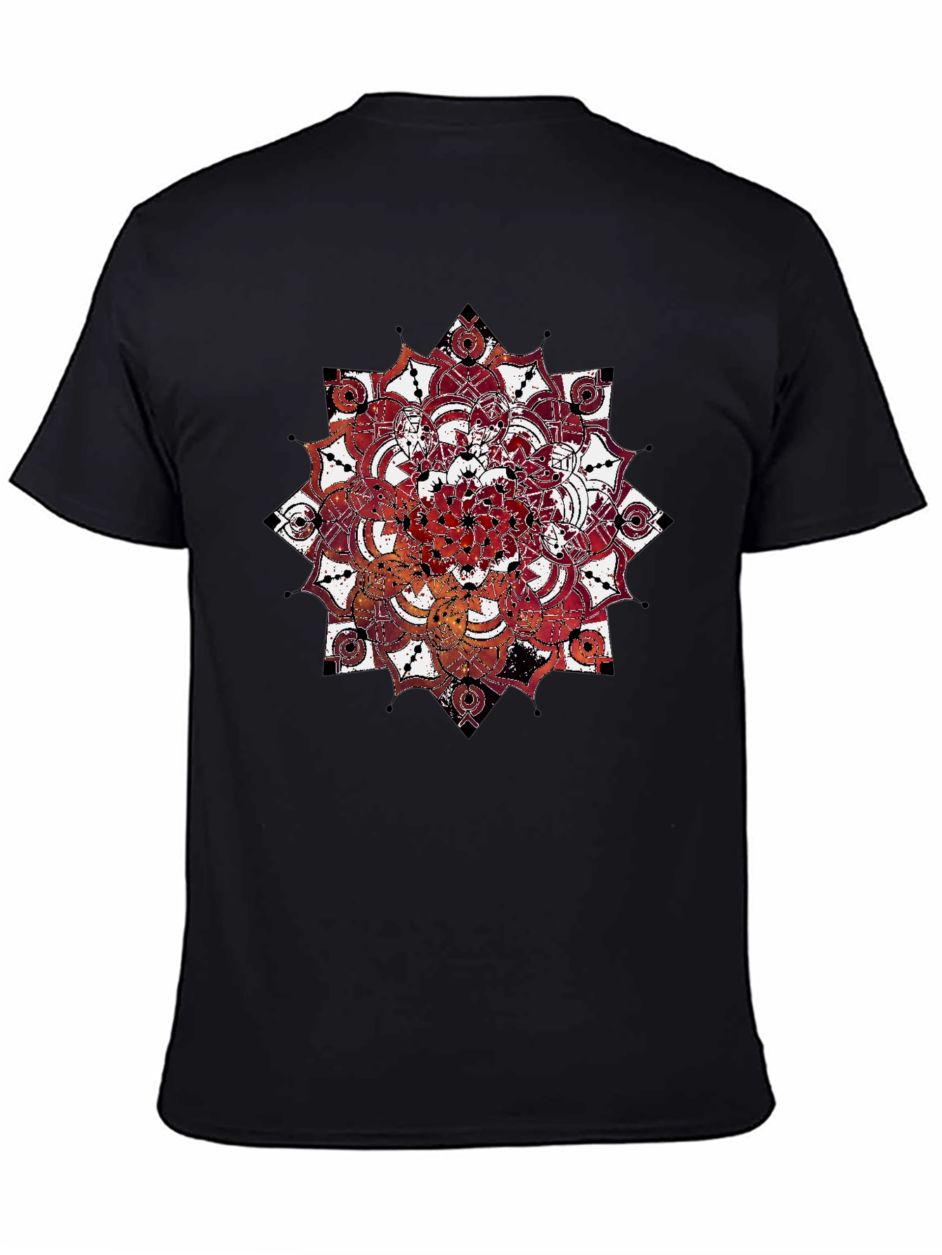 Mandala Print Black Crew Neck T-Shirt