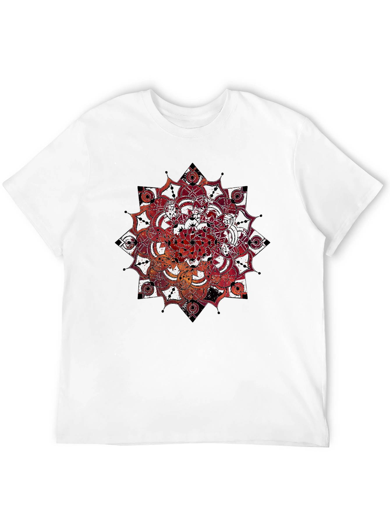 Mandala Print Black Crew Neck T-Shirt
