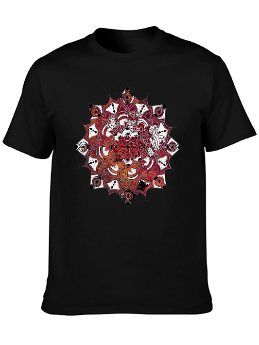 Mandala Print Black Crew Neck T-Shirt