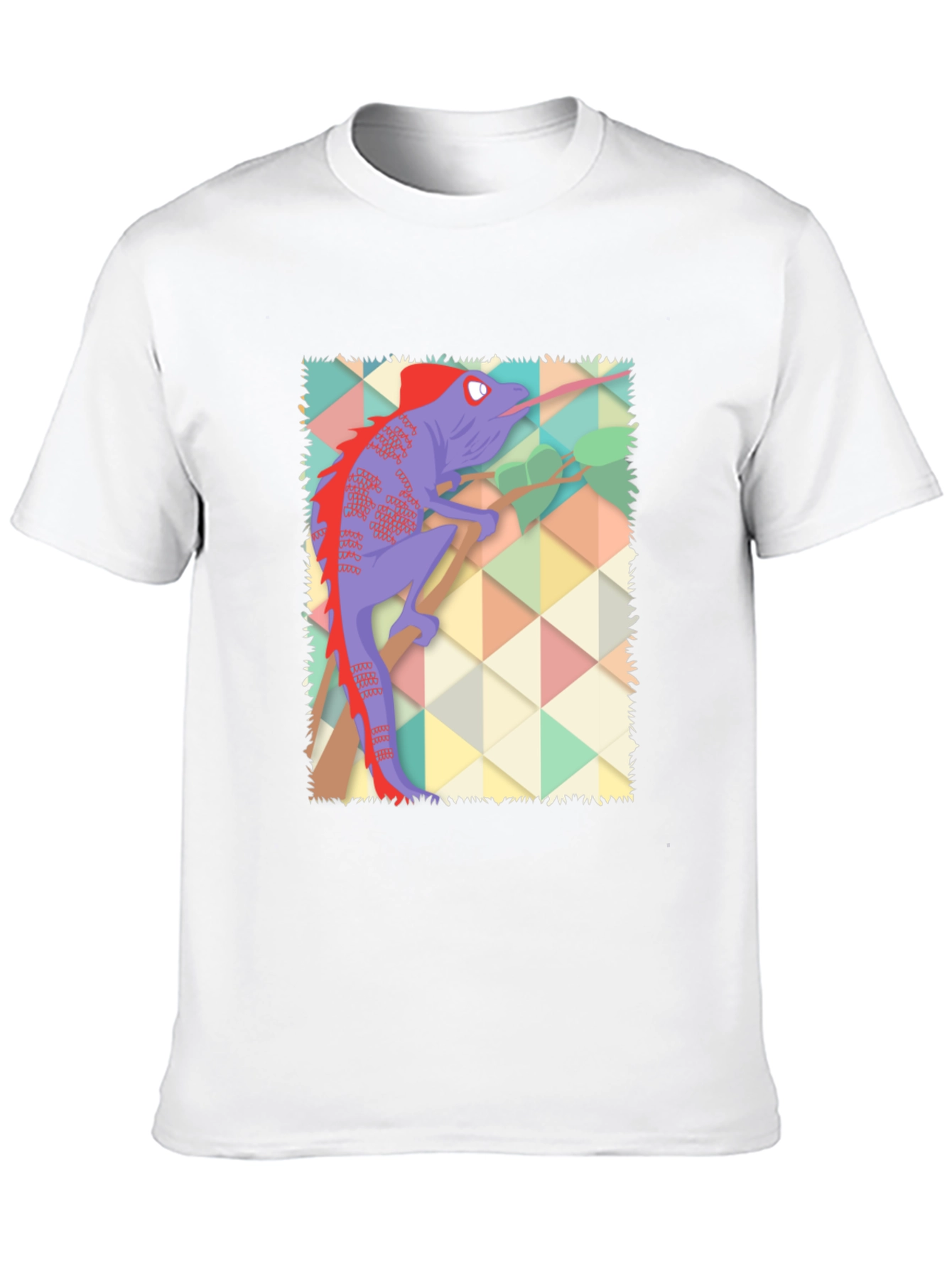 Chameleon Graphic Print T-Shirt - Black Cotton Blend