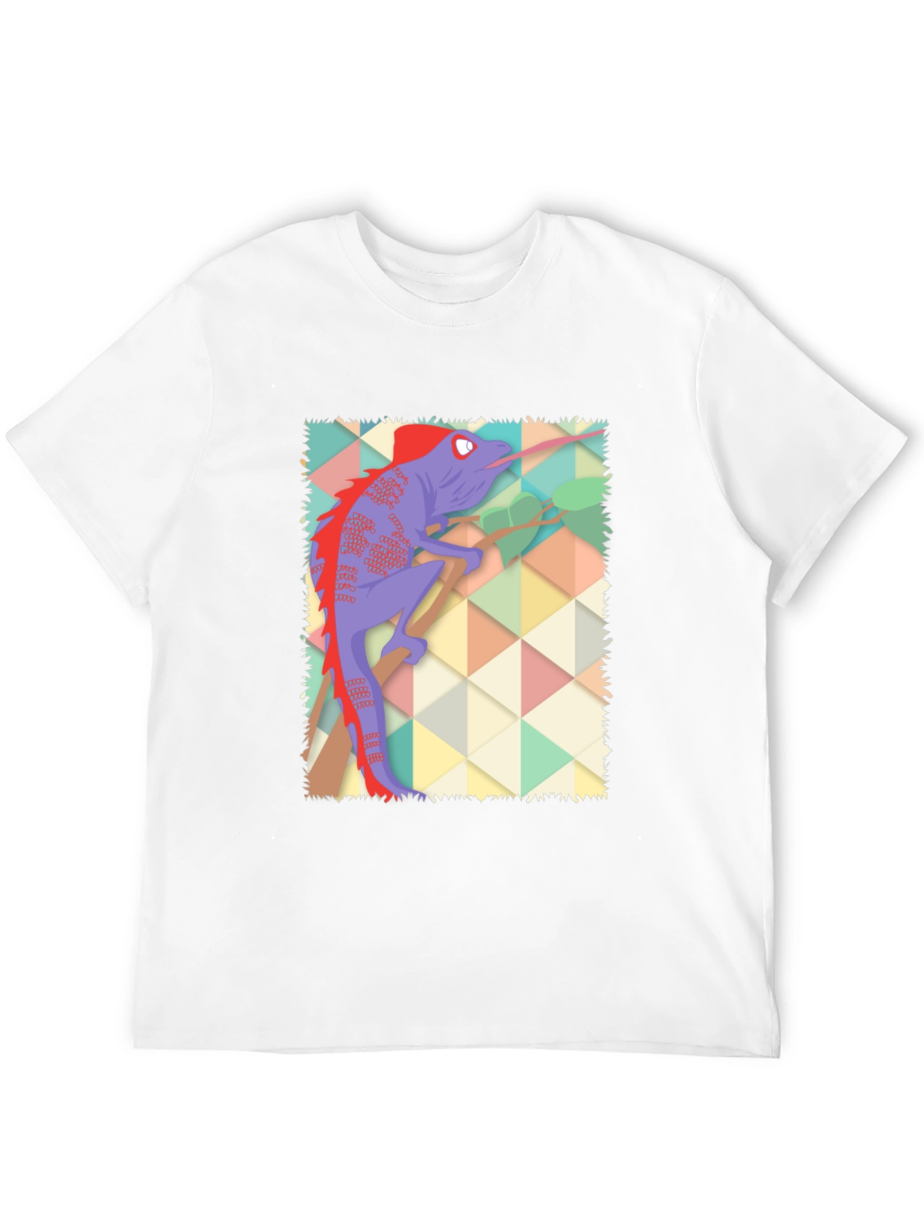 Chameleon Graphic Print T-Shirt - Black Cotton Blend
