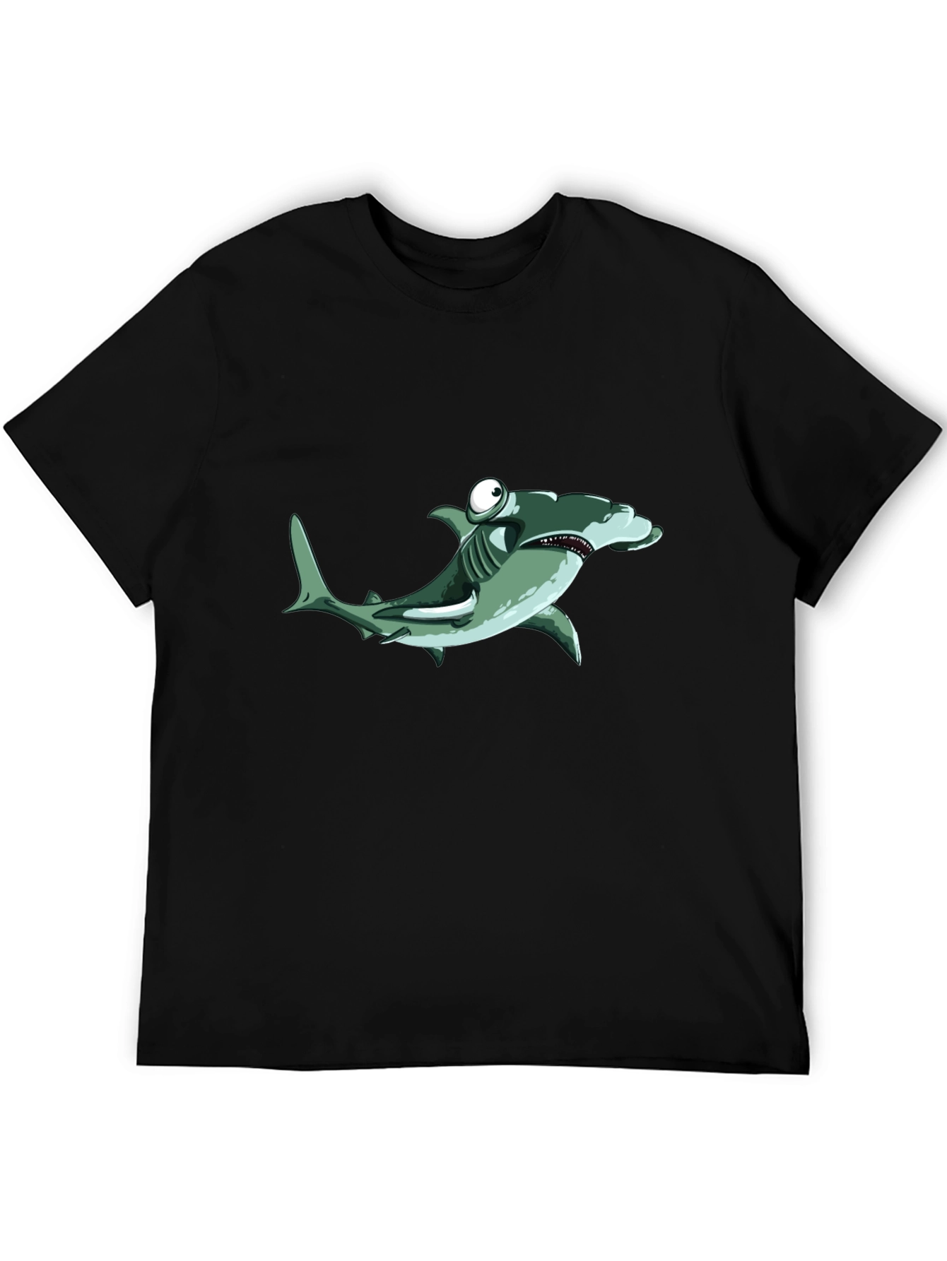 Cartoon Hammerhead Shark Black T-Shirt