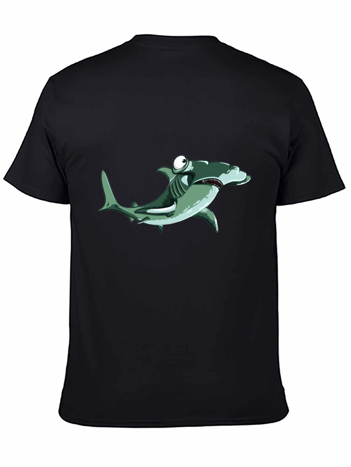 Cartoon Hammerhead Shark Black T-Shirt