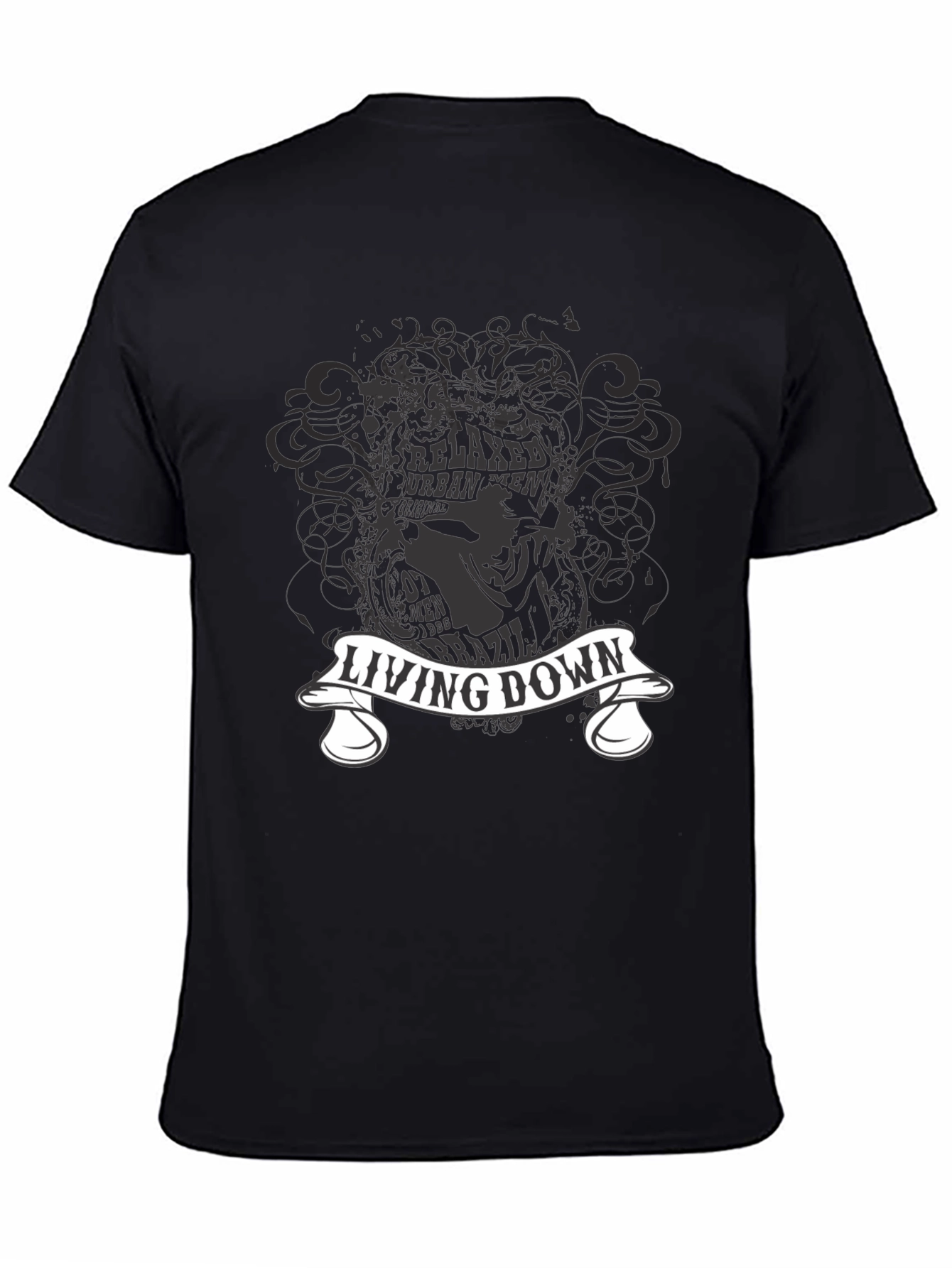 Living Down Urban Men Graphic Black T-Shirt