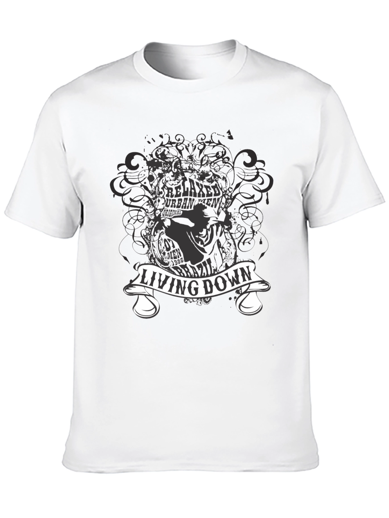 Living Down Urban Men Graphic Black T-Shirt