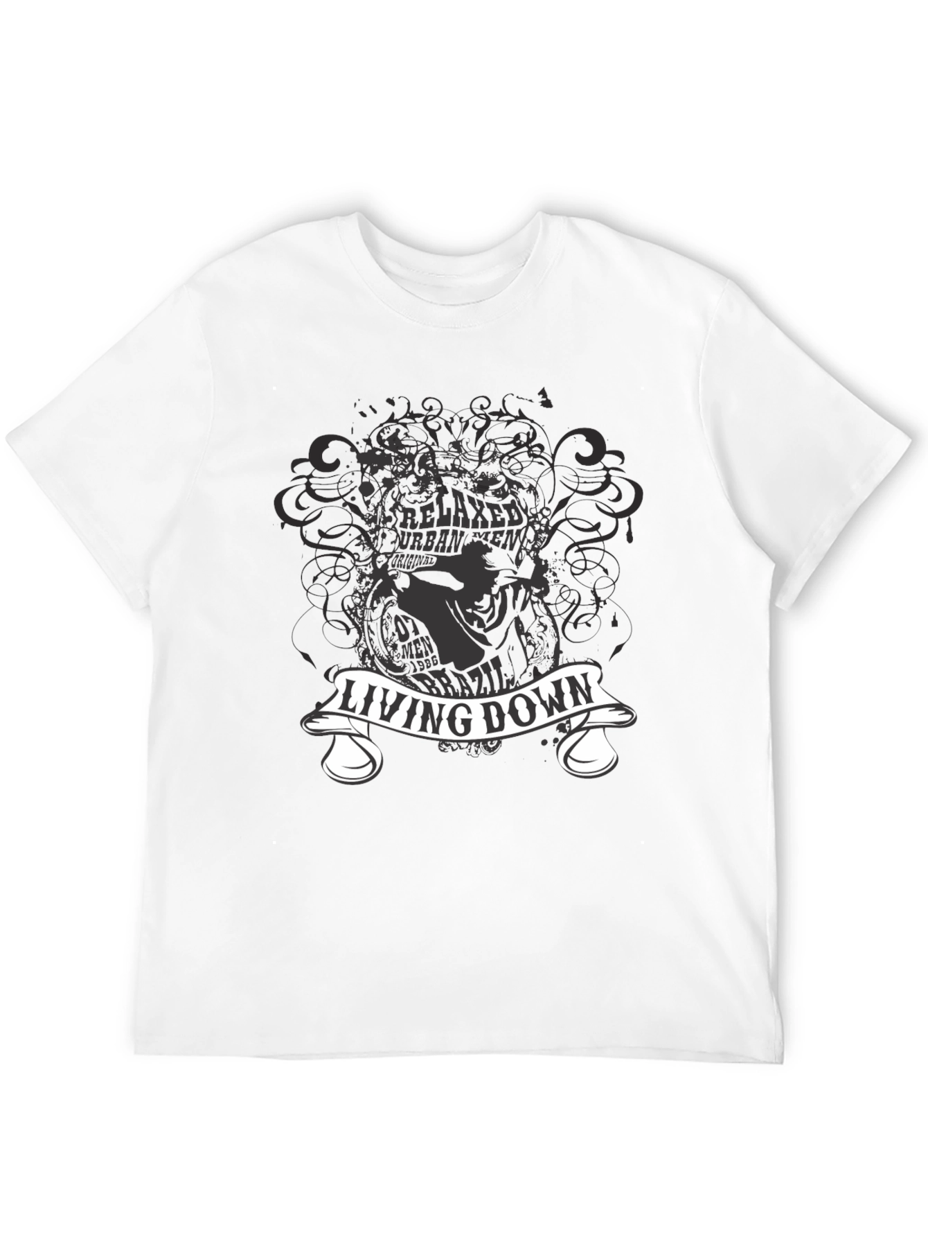 Living Down Urban Men Graphic Black T-Shirt